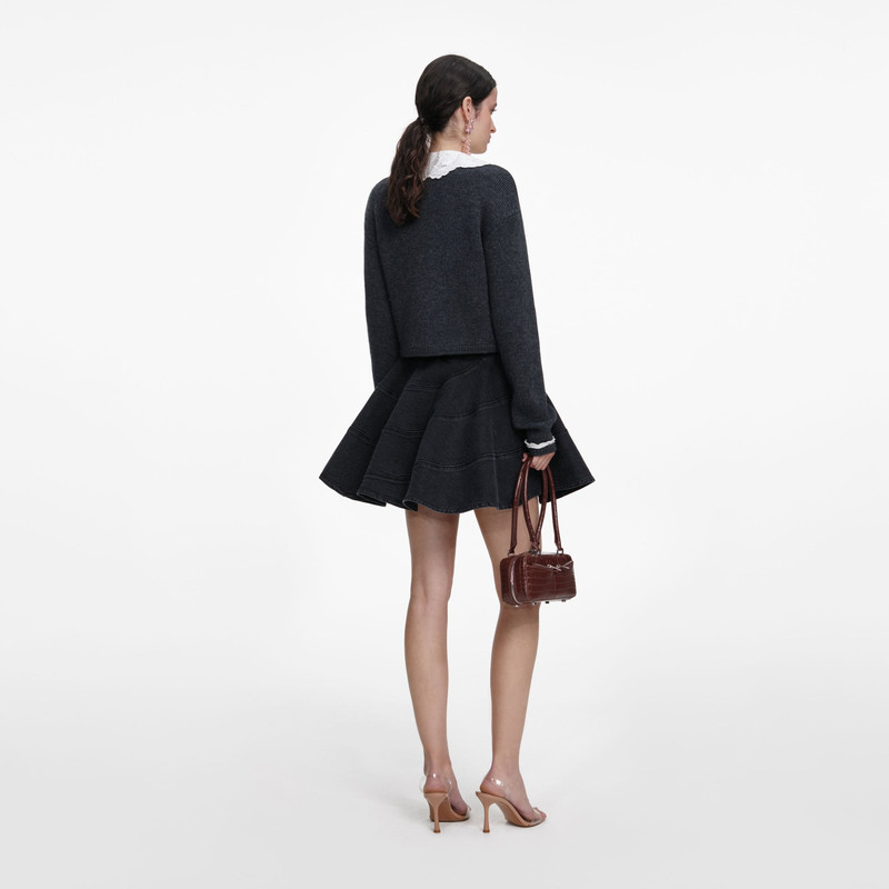 self-portrait Charcoal Lace Collar Cardigan outlook