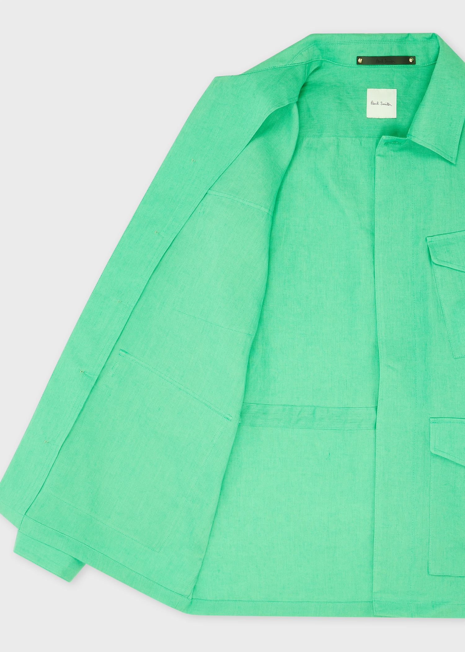 Turquoise Linen Field Jacket - 4