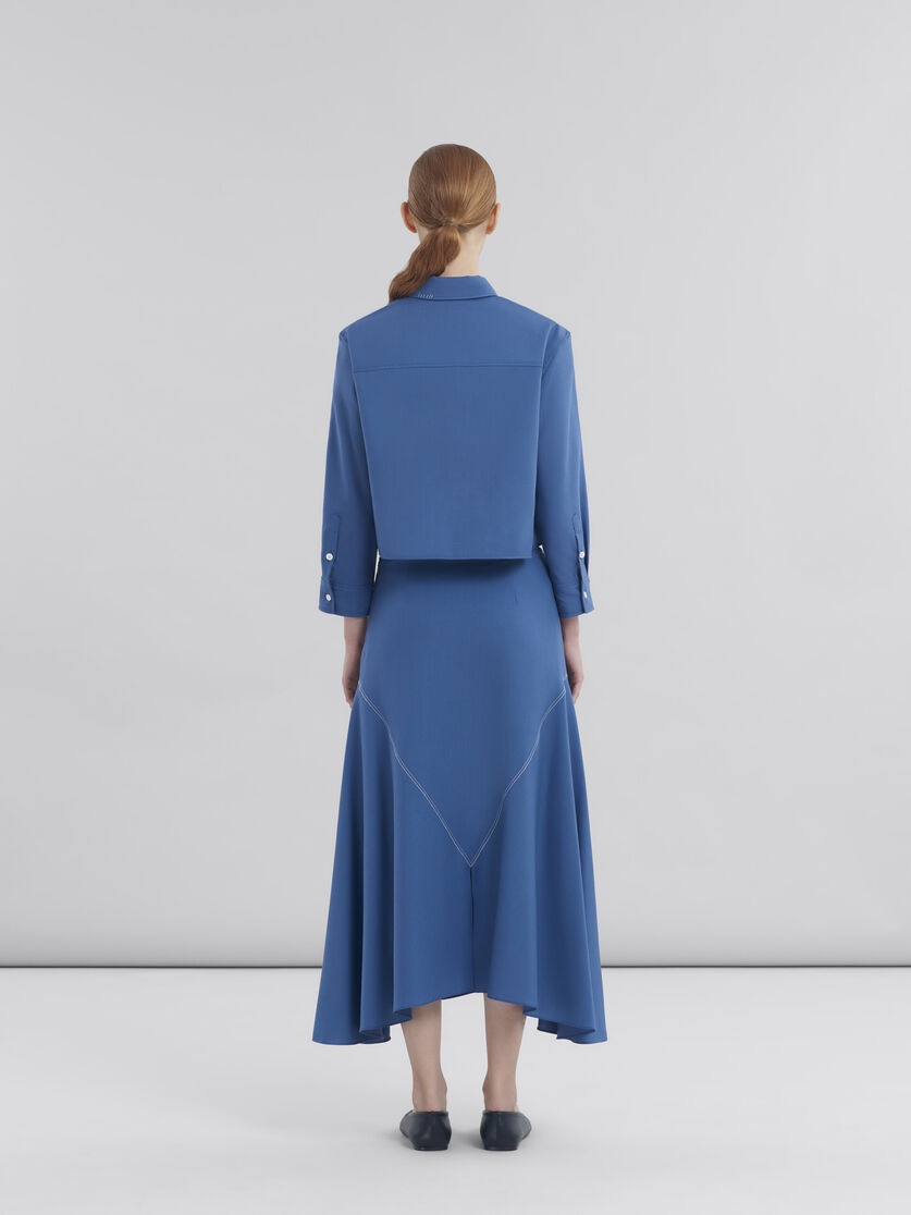 BLUE TROPICAL WOOL CROPPED SHIRT WITH MARNI MENDING - 3