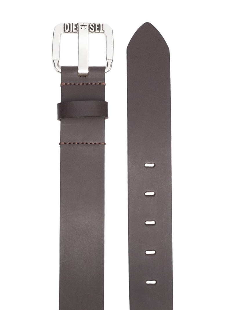 Diesel logo-buckle buffalo leather belt outlook