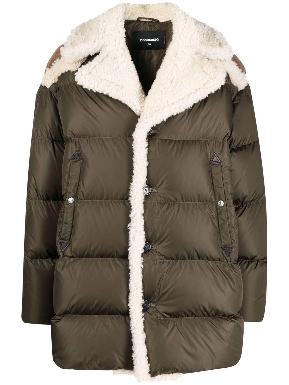 faux shearling-lined padded coat - 1