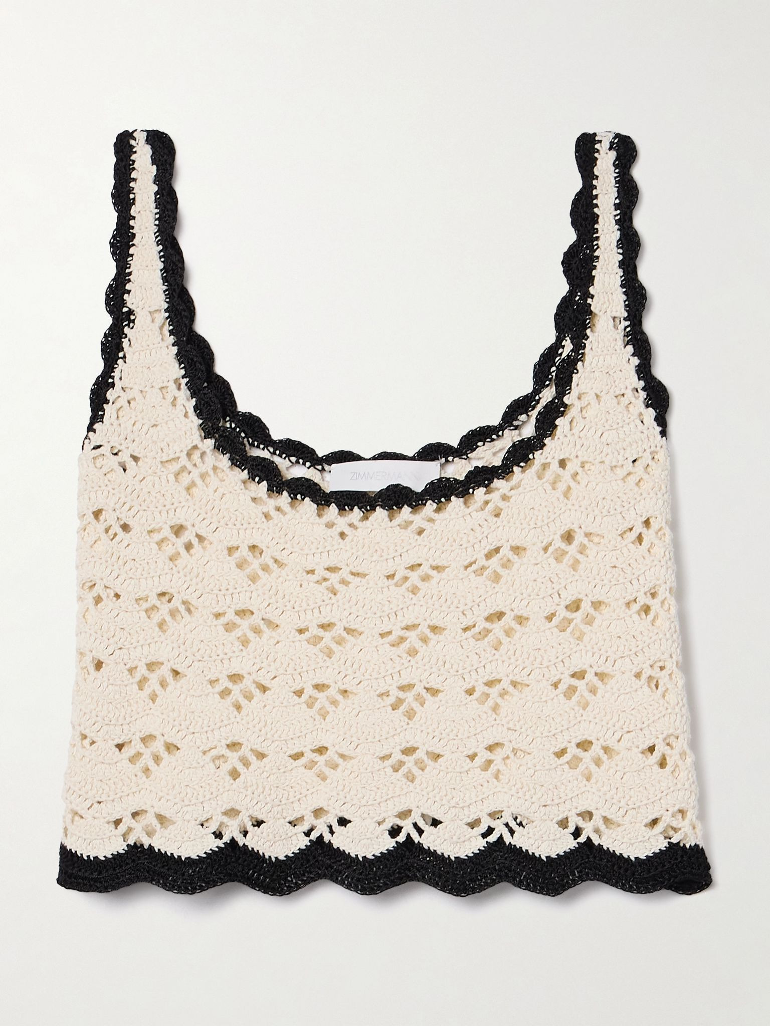 Rhiannon cropped crocheted cotton tank Cream - 1
