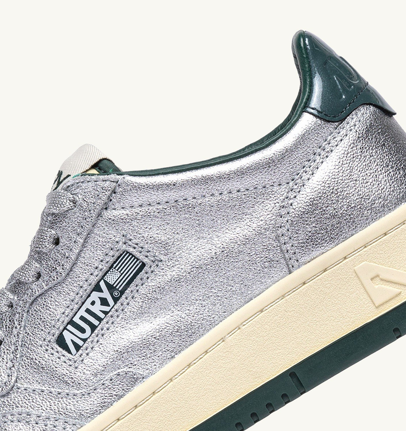 MEDALIST LOW SNEAKERS IN SILVER AND BOTTLE METALIZED LEATHER - 6