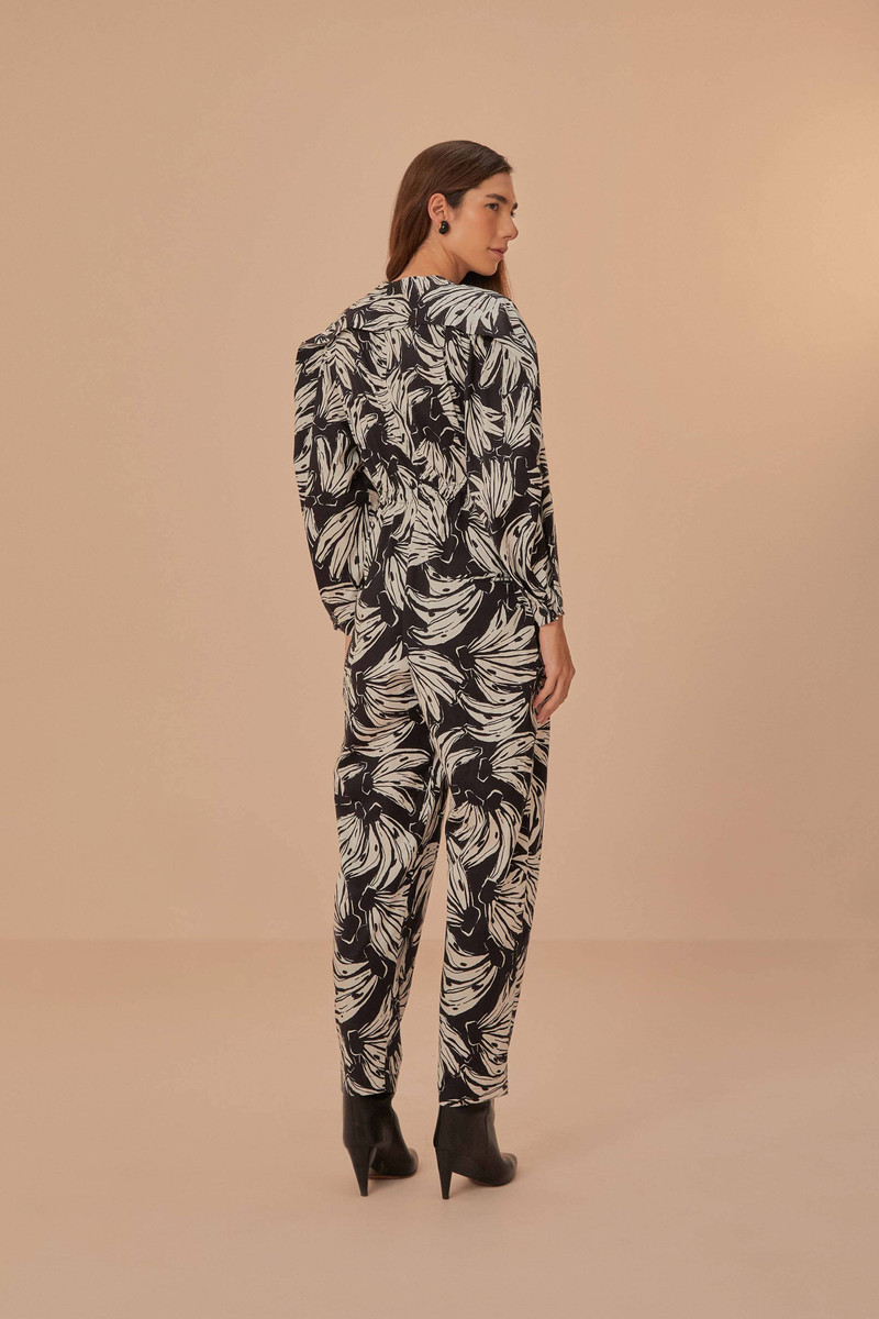 Black Bossa Banana Long Sleeve Jumpsuit 4