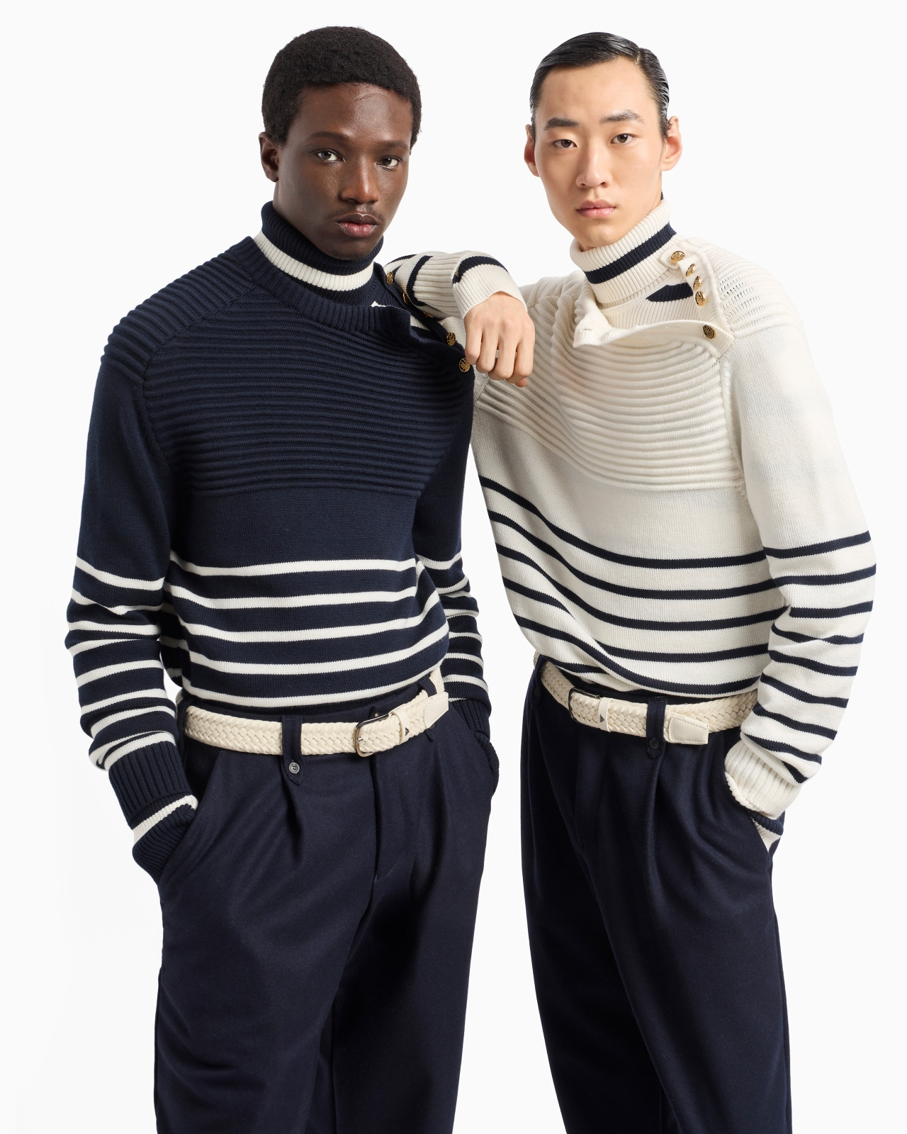 Ribbed, striped wool-blend rollneck jumper - 6