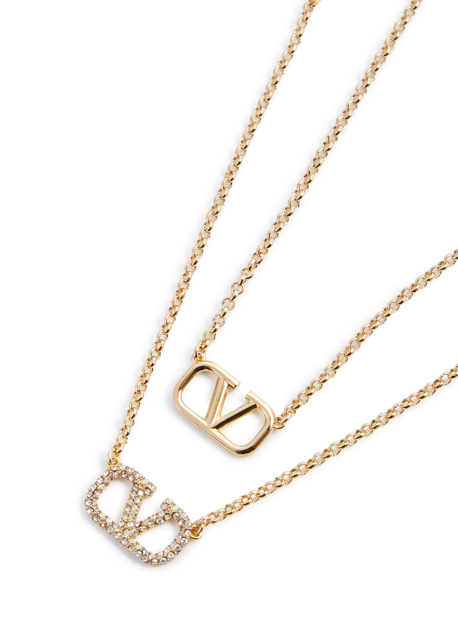 VLogo layered necklace - 4