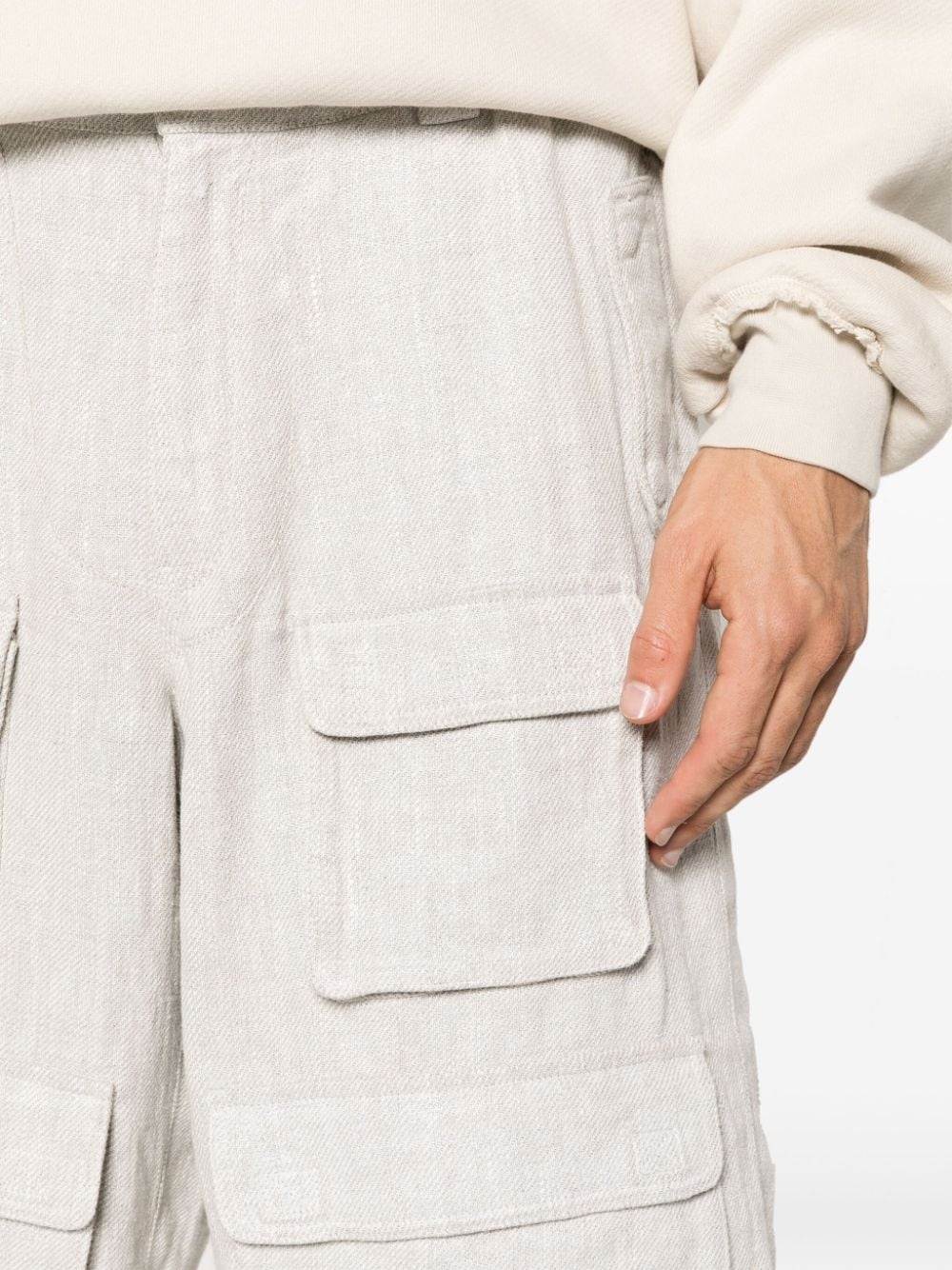 linen blend cargo shorts - 5