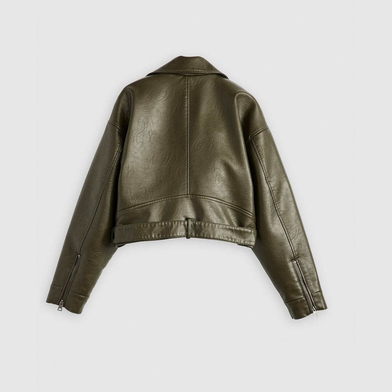 BELTED CROP MOTO JACKET - 4