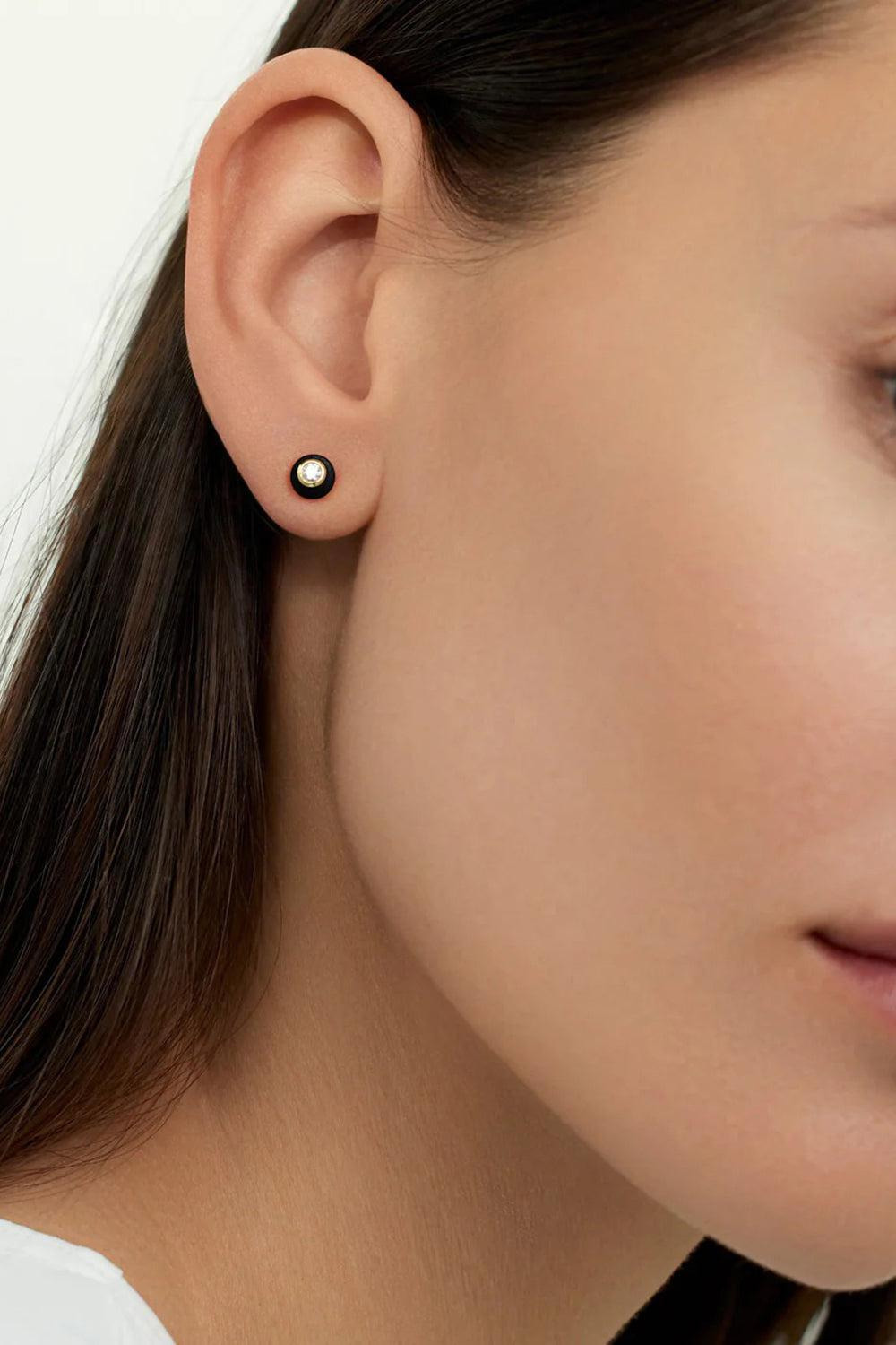 Small Navy Audrey Diamond Stud Earrings - 2