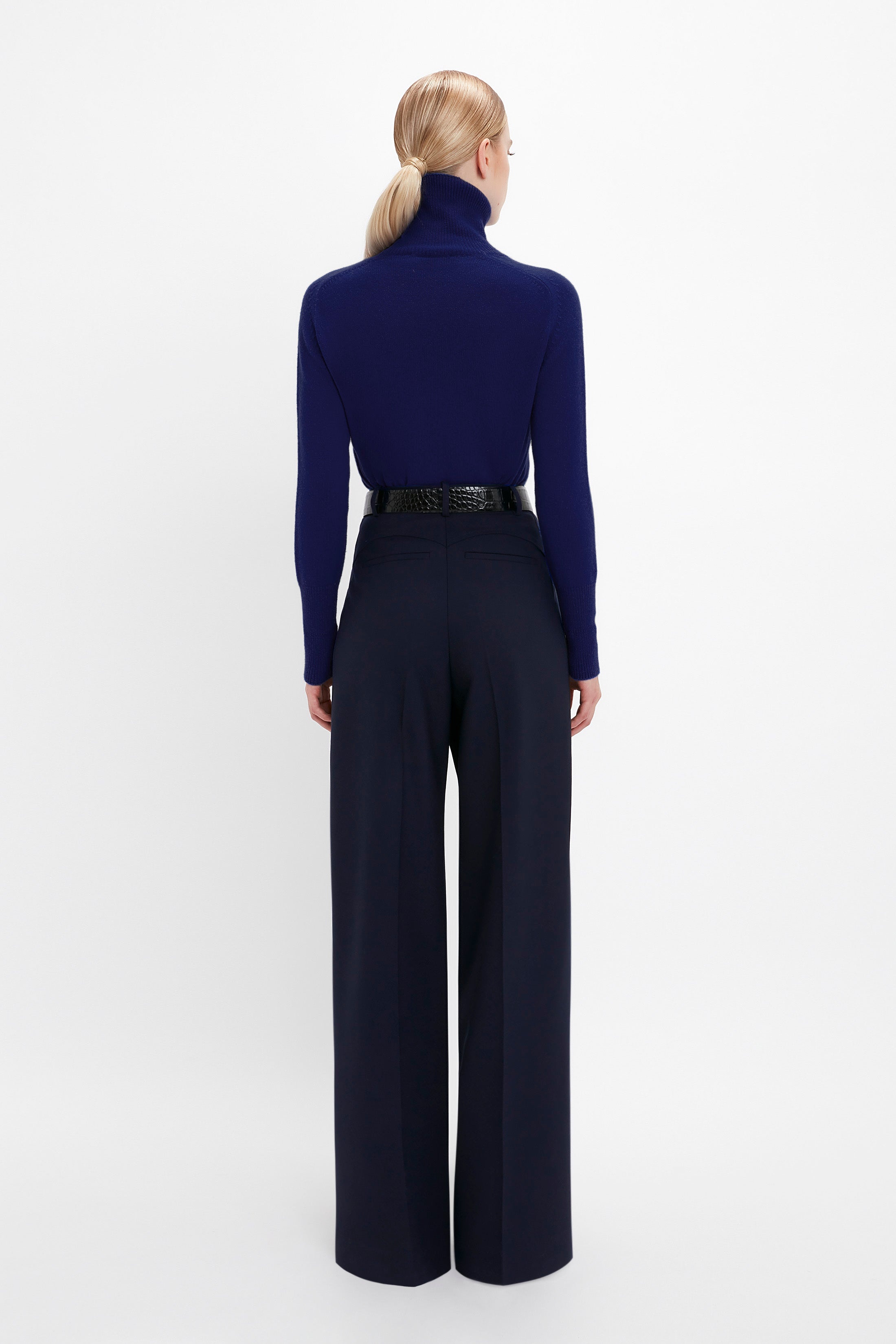 Polo Neck Jumper In Navy - 4