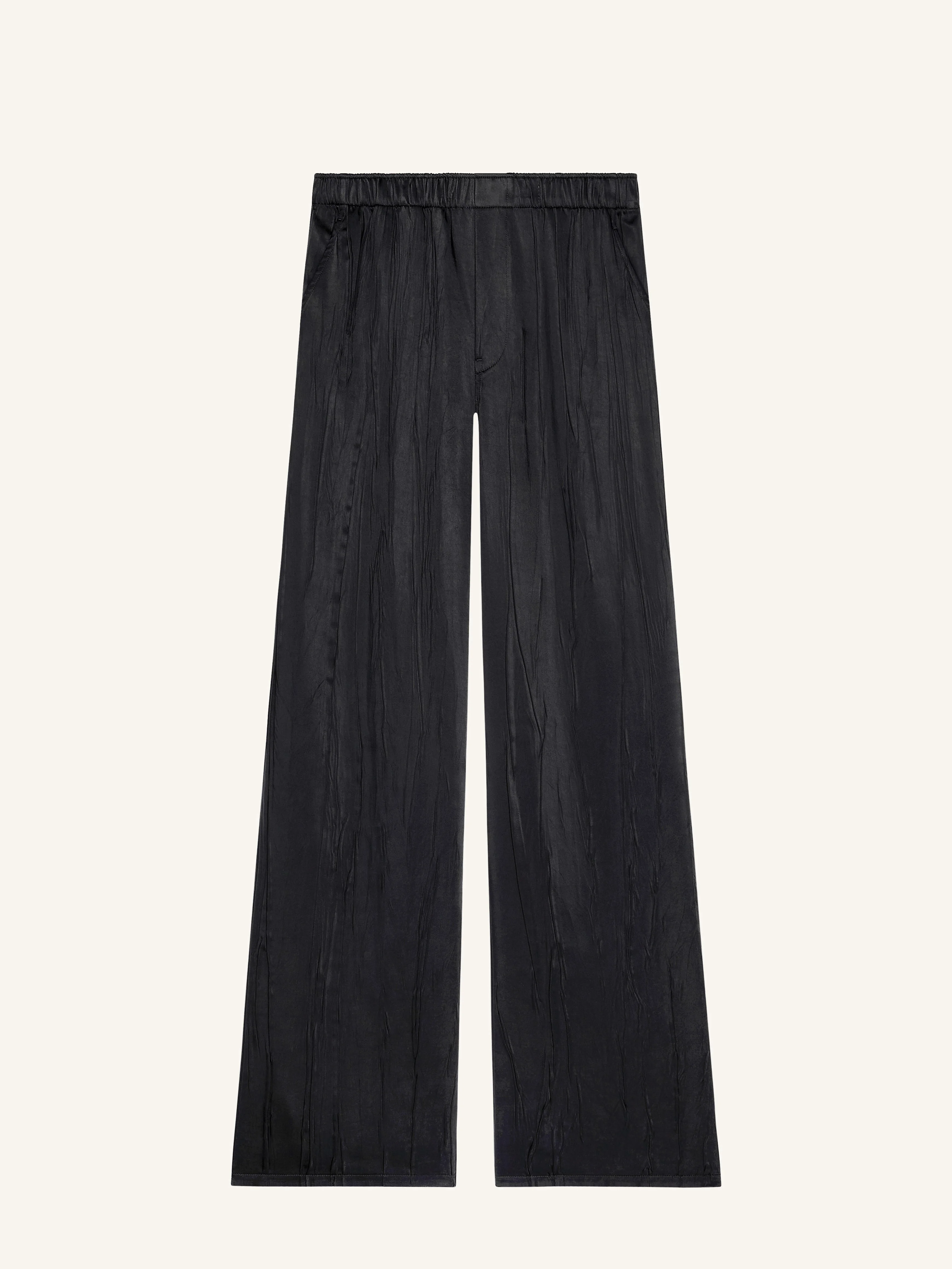 CRINKLED SATIN LARGE PANTS - 1