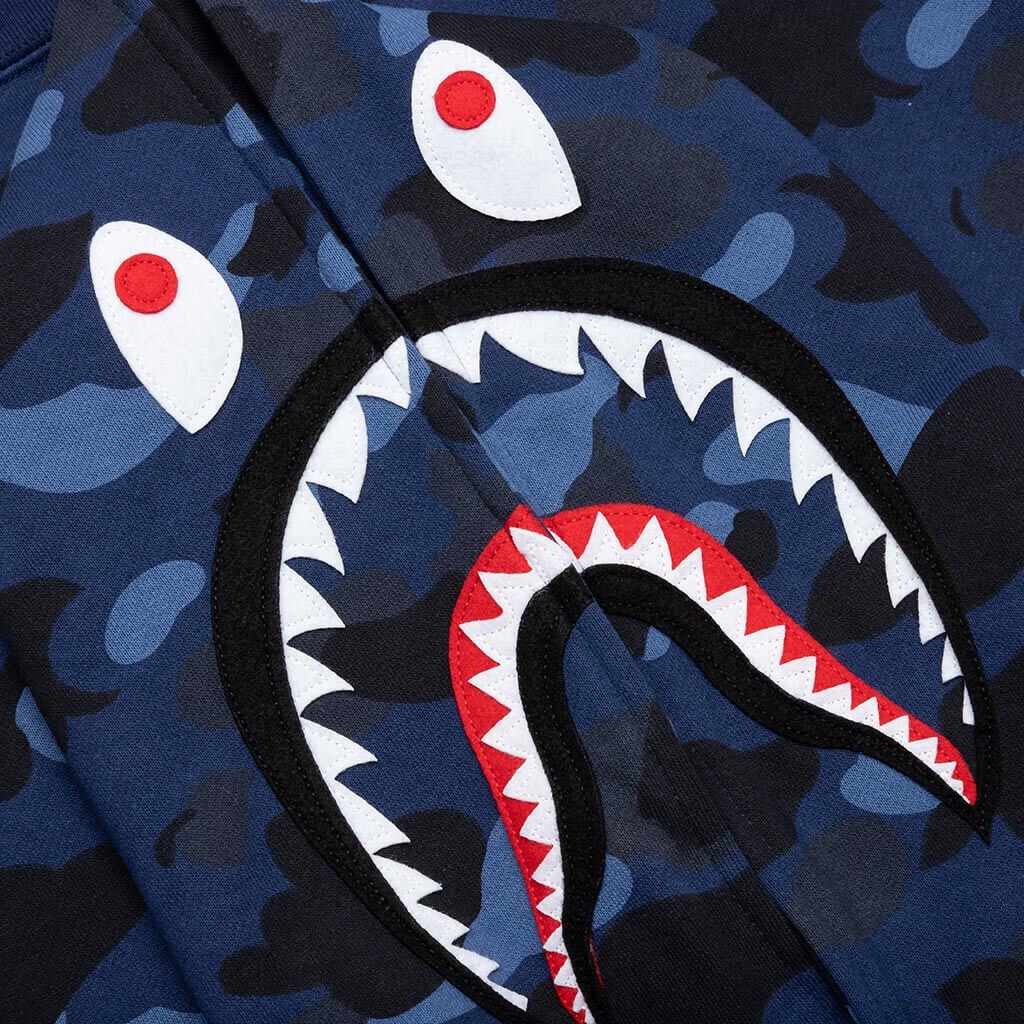 COLOR CAMO SHARK PULLOVER HOODIE - NAVY - 3