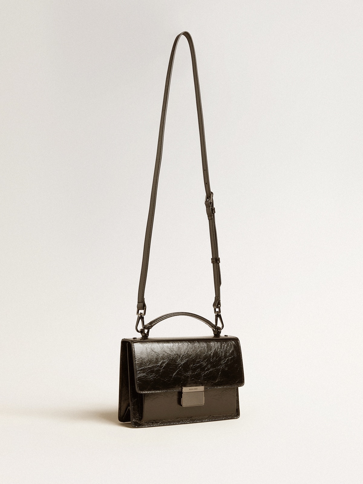 Venezia Bag in black metallic leather with black details - 2