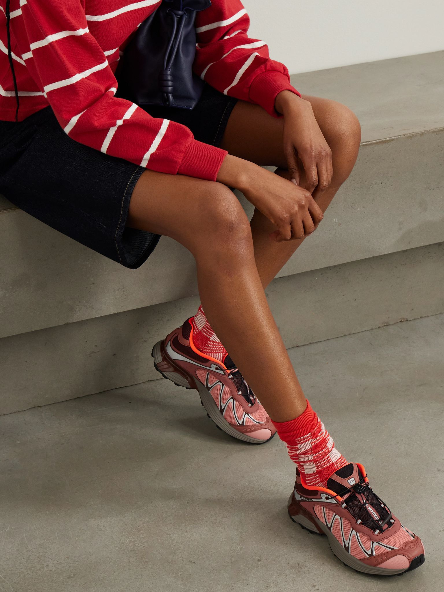 XT-Whisper rubber-trimmed mesh sneakers Red - 2