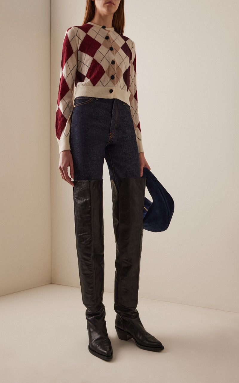 KHAITE Clive Over-The-Knee Leather Boots black outlook