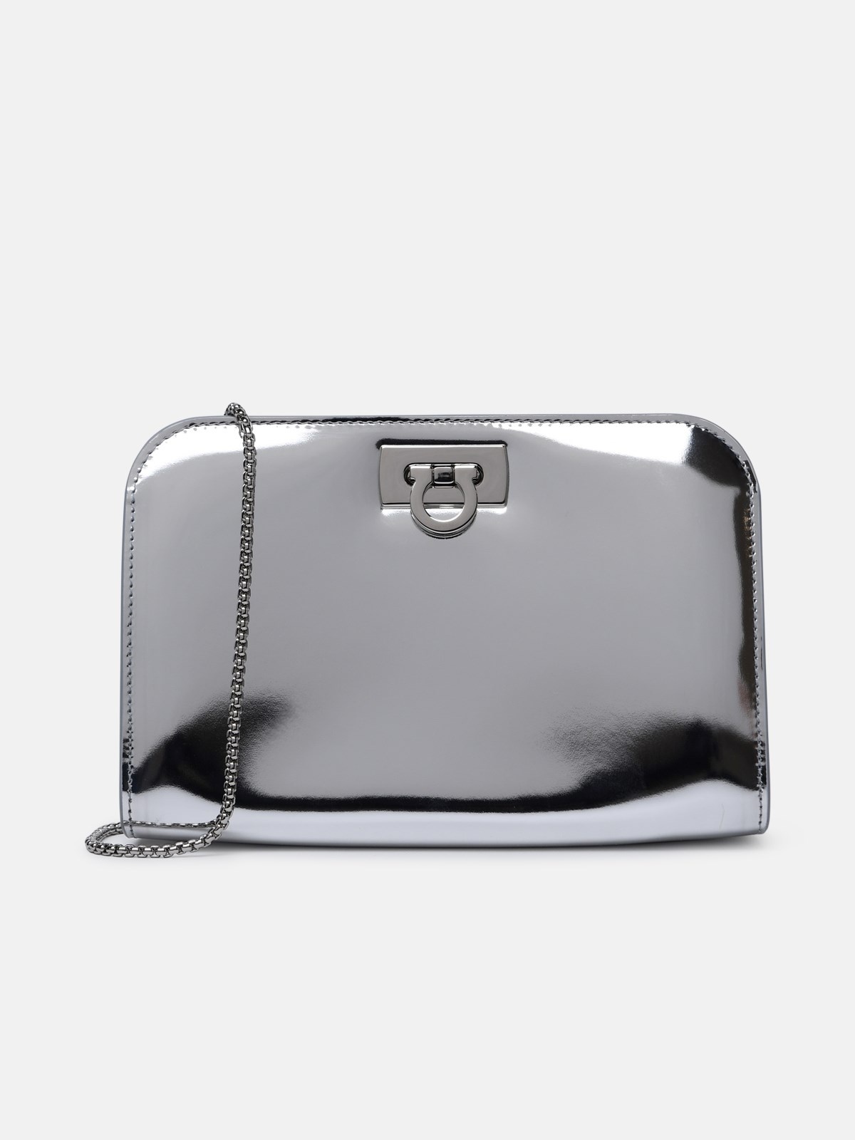 'DIANA' MINI CLUTCH BAG IN SILVER CALF LEATHER - 1