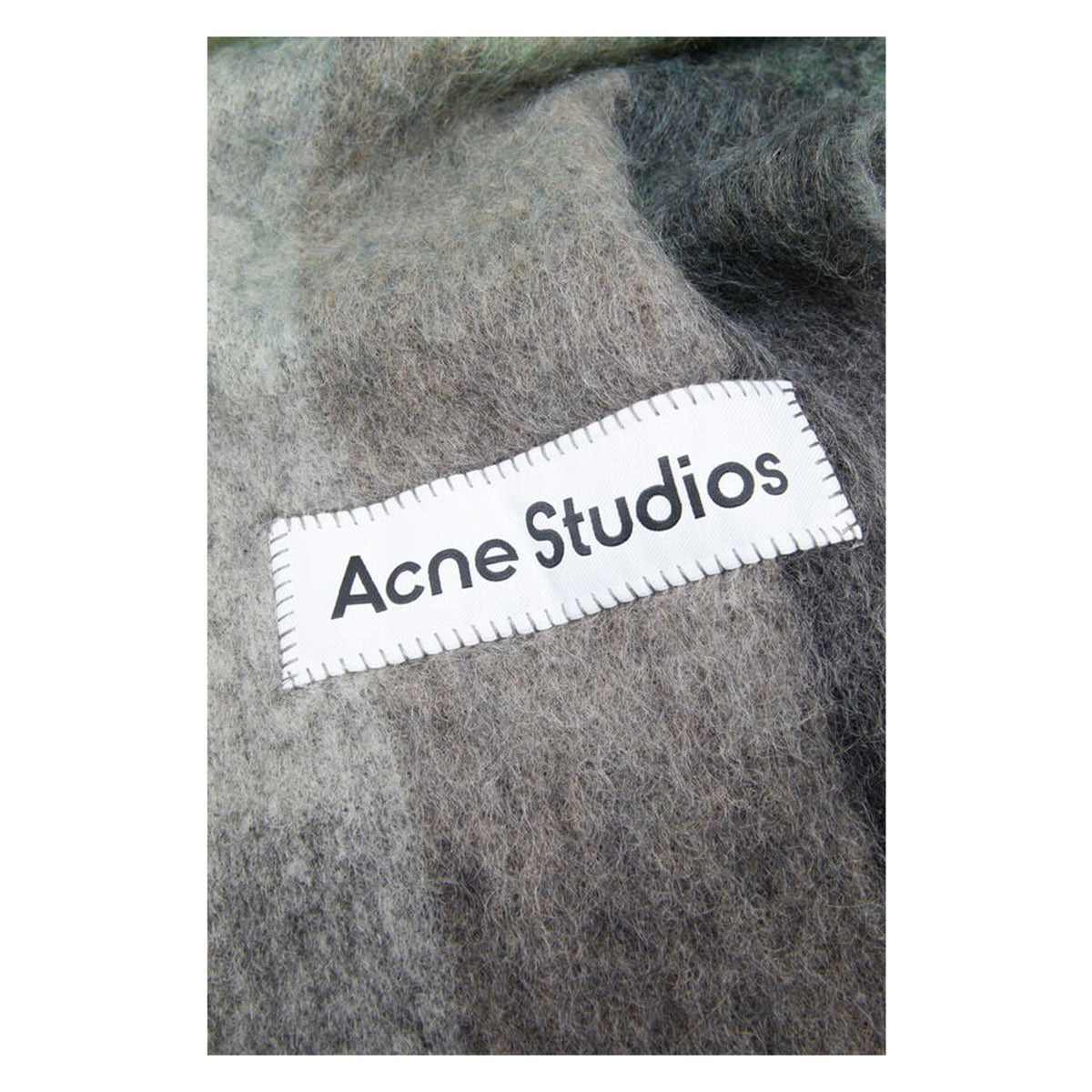 MOHAIR CHECKED SCARF (GREEN/GREY/BLACK) - 2