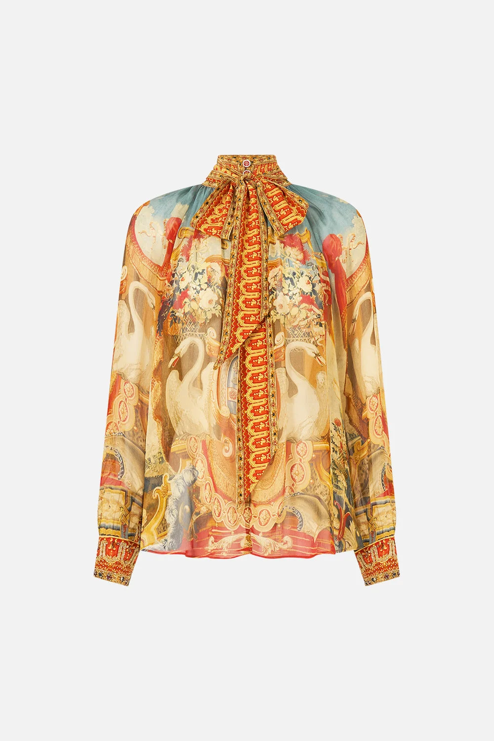 DETACHABLE PUSSY BOW RAGLAN BLOUSE LIFE’S RICH TAPESTRY - 1