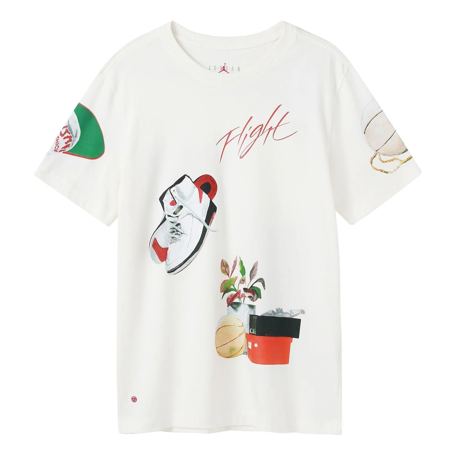 Men's Air Jordan Pattern Printing Round Neck Pullover Short Sleeve White T-Shirt DQ7379-133 - 1