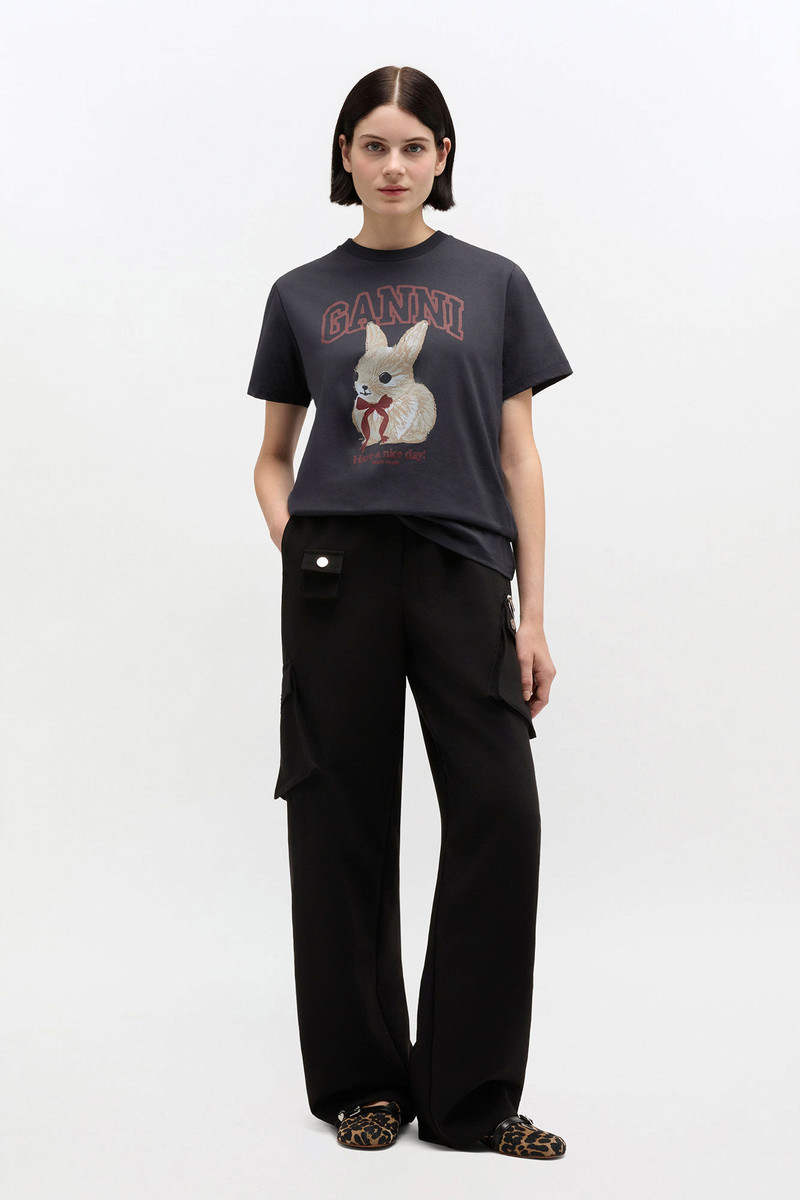 GANNI BLACK TWILL SUITING PANTS outlook