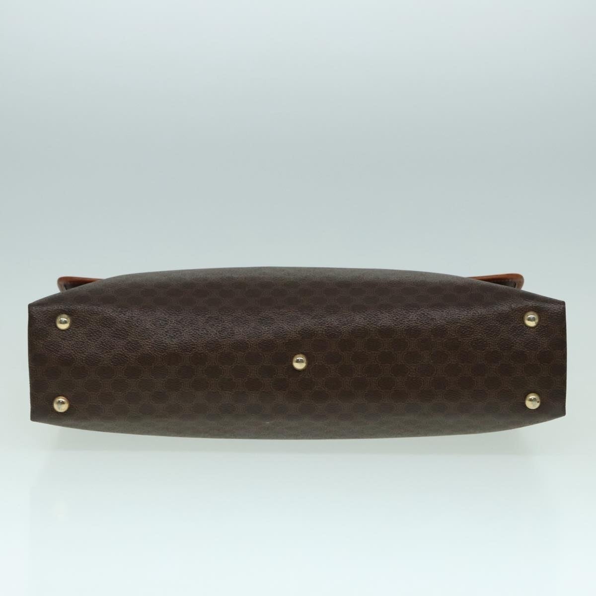 CELINE Macadam Canvas Hand Bag Pvc Leather Brown Gold - 5