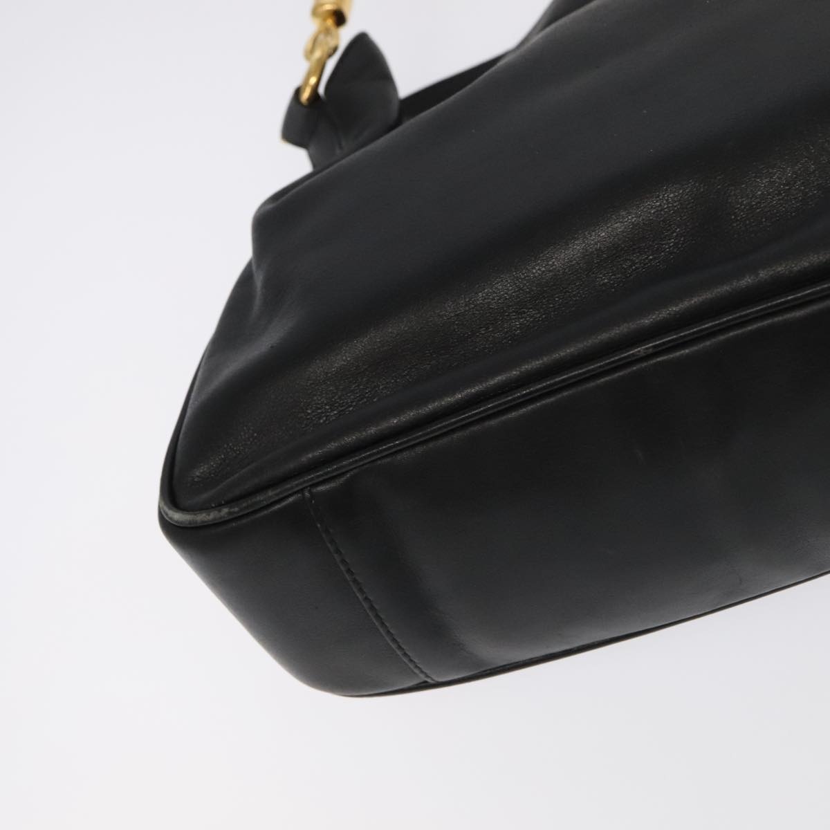 GUCCI Bamboo Hand Bag Leather Black Gold - 16