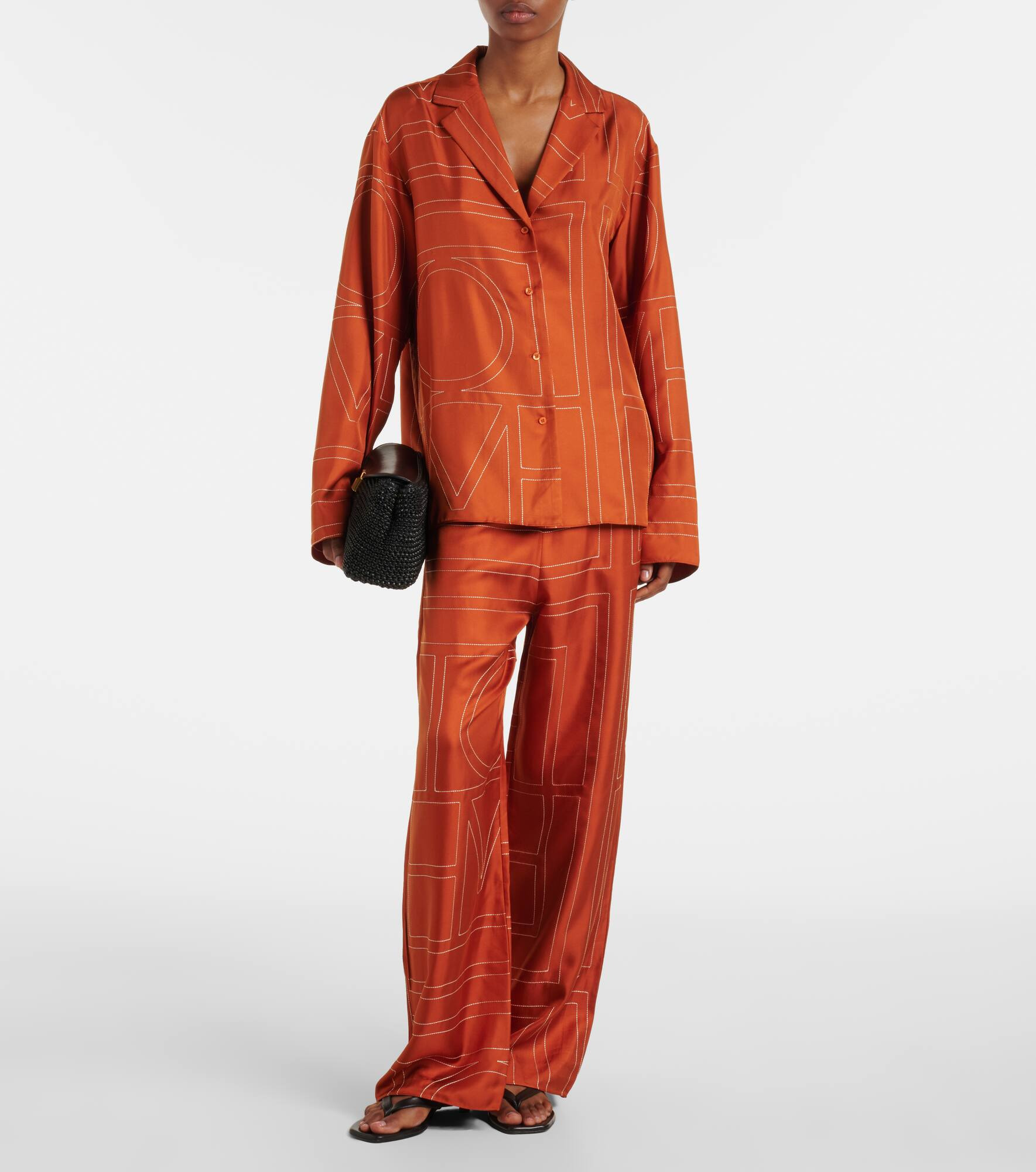 Monogram silk twill pajama pants - 2
