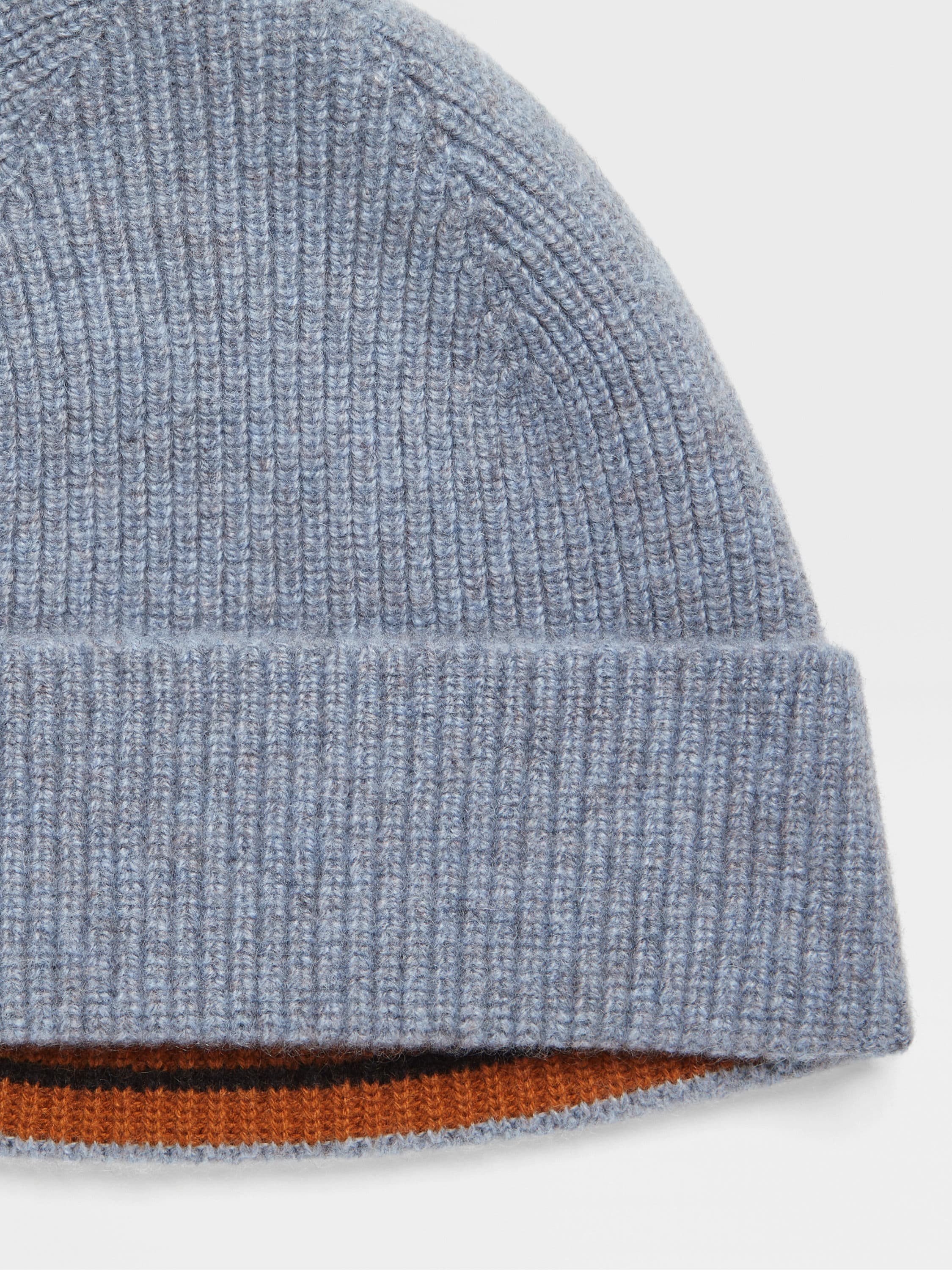 LIGHT BLUE MULTIMÉLANGE CASHMERE BEANIE - 3