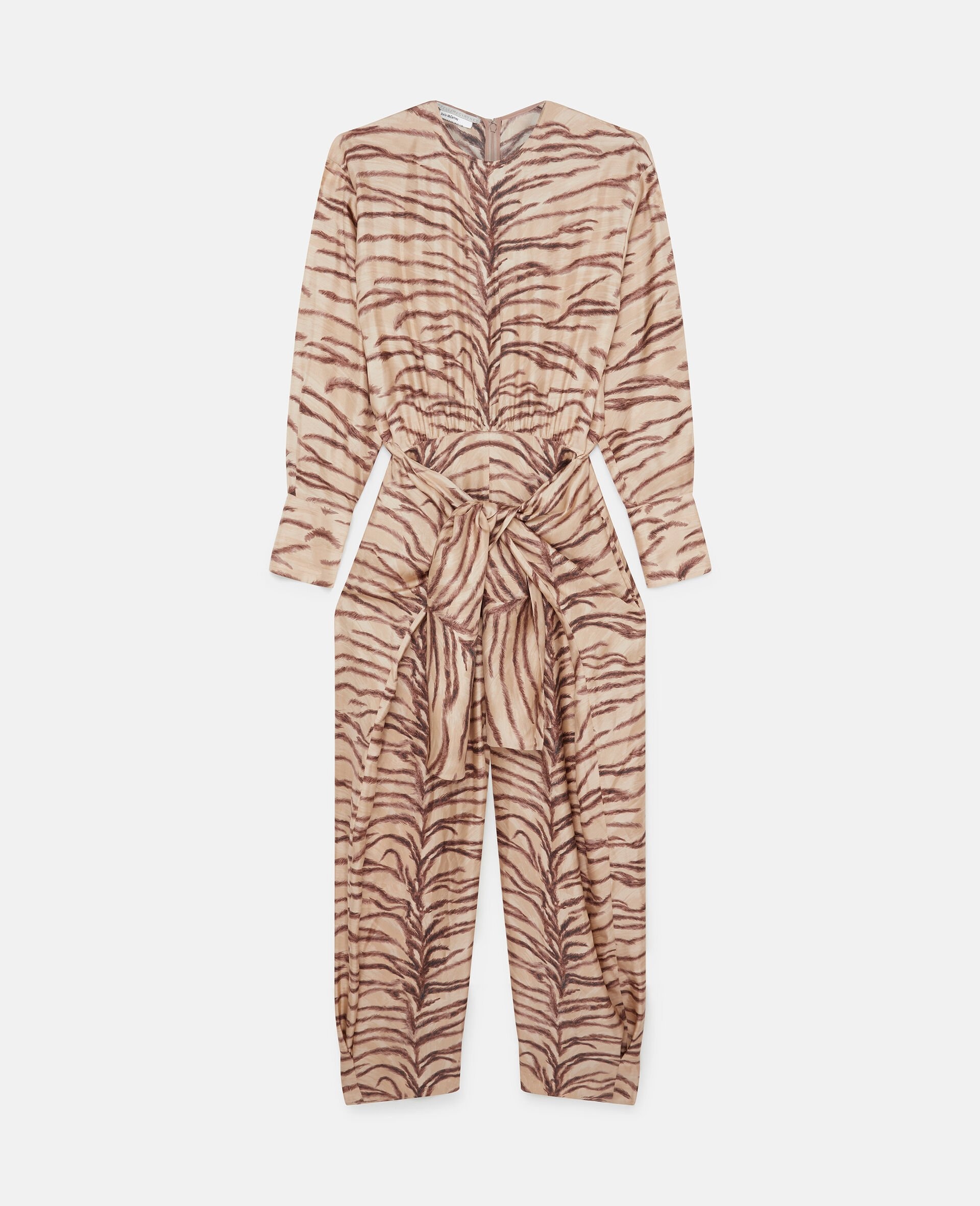 Tiger Print Tie-Front Jumpsuit - 1