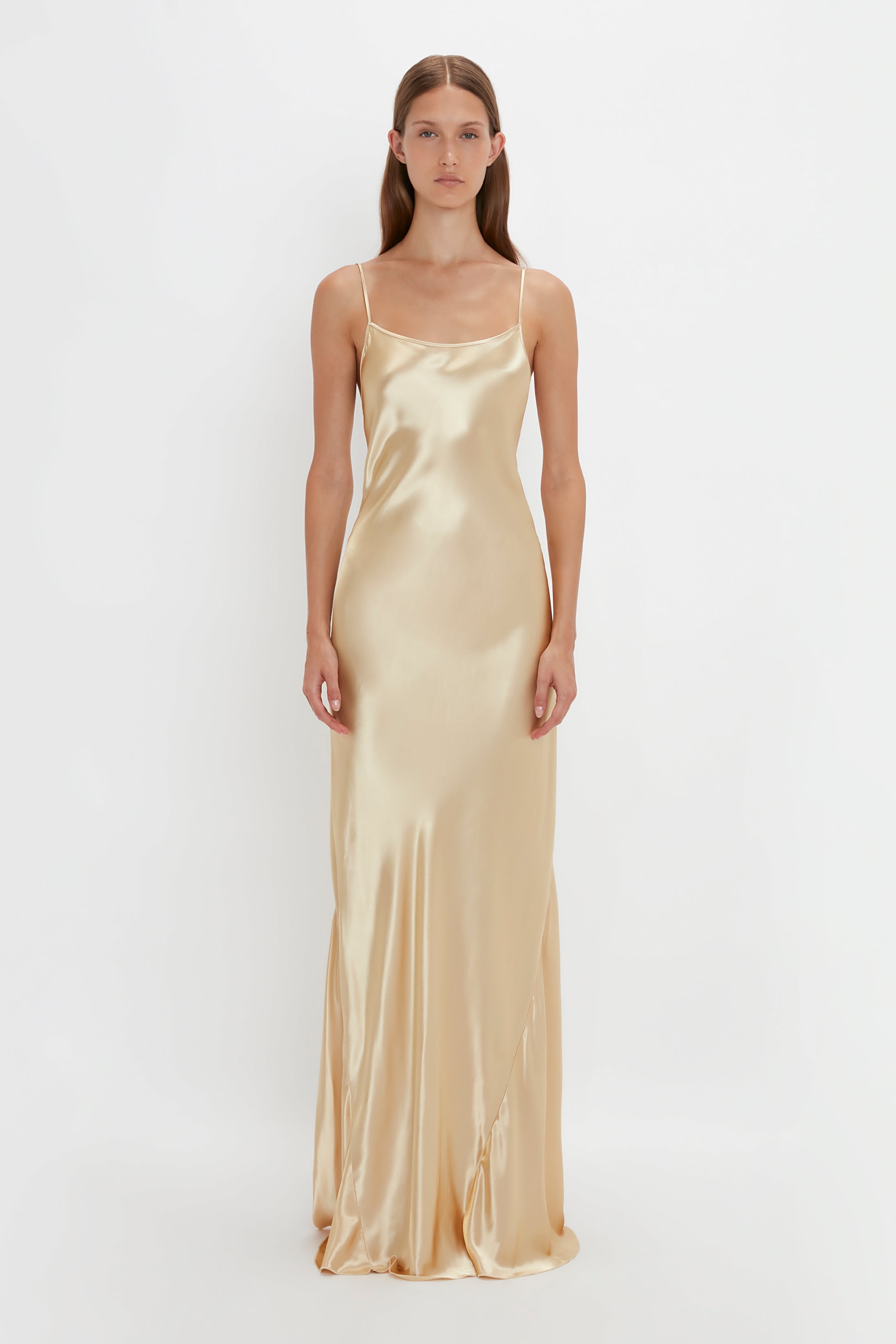 Exclusive Floor-Length Cami Dress In Gold - 2