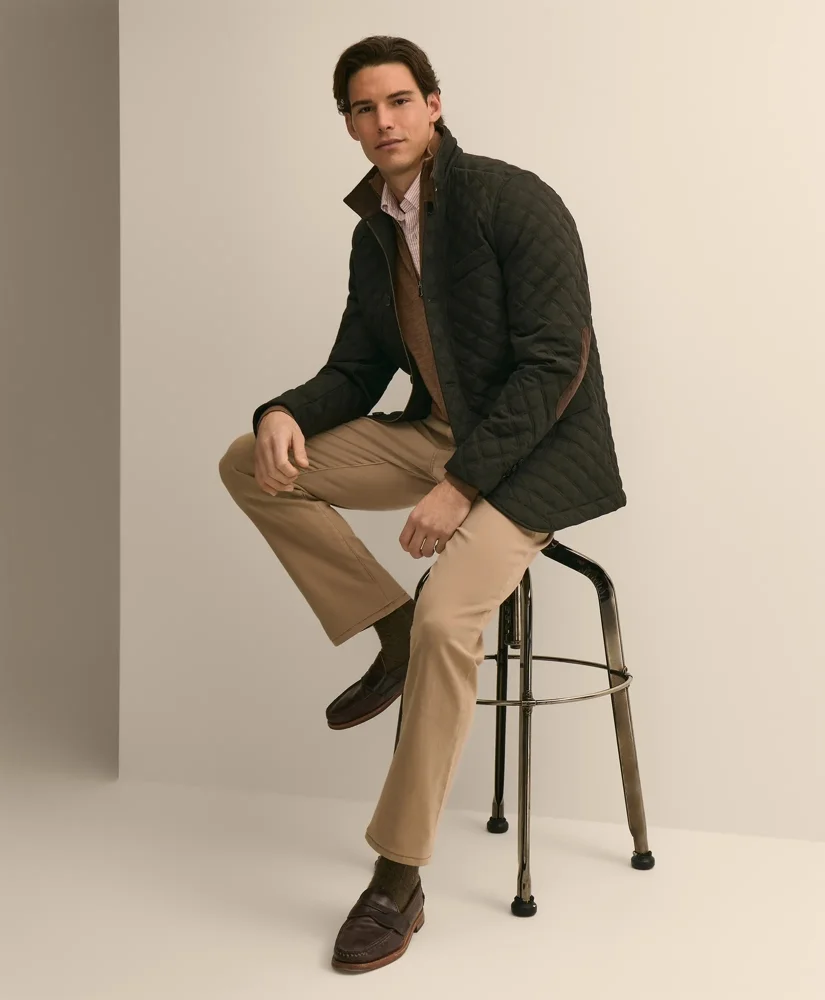 Diamond-Quilted Blazer in Cotton Blend - 1