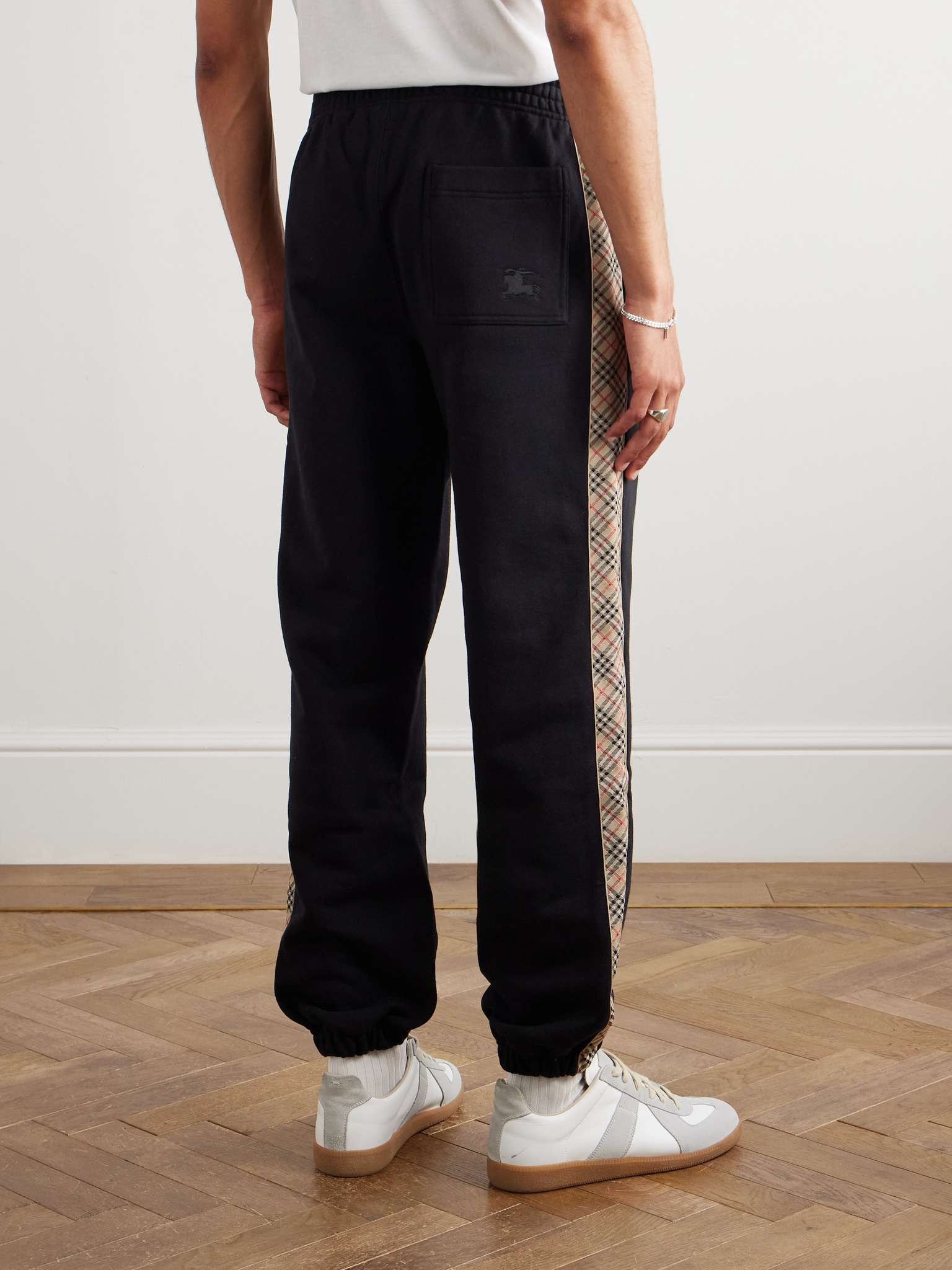 Tapered Logo-Embroidered Checked Cotton-Jersey Sweatpants - 4