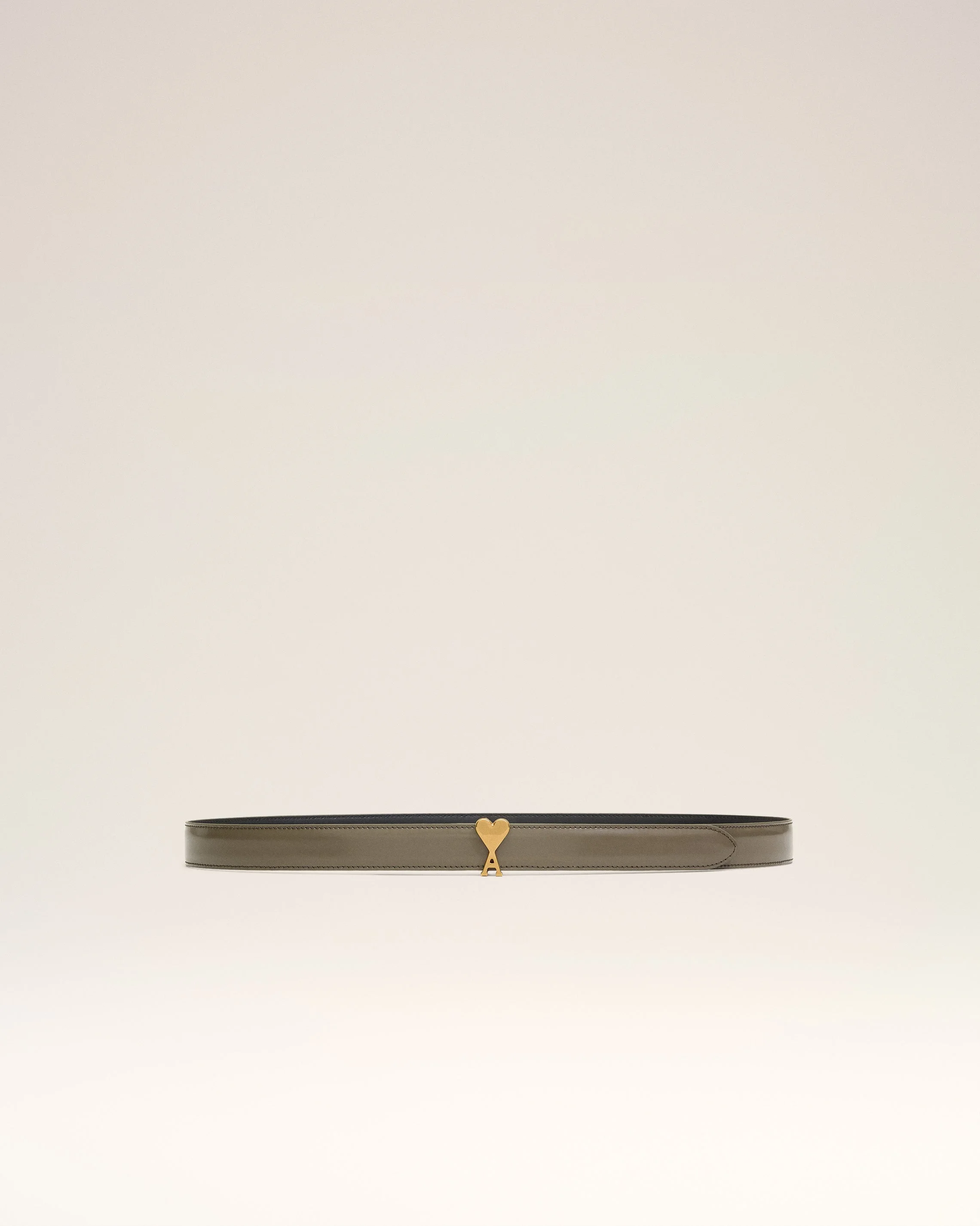 BROWN GLAZED LEATHER AMI DE COEUR BUCKLE 25 MM BELT - 1