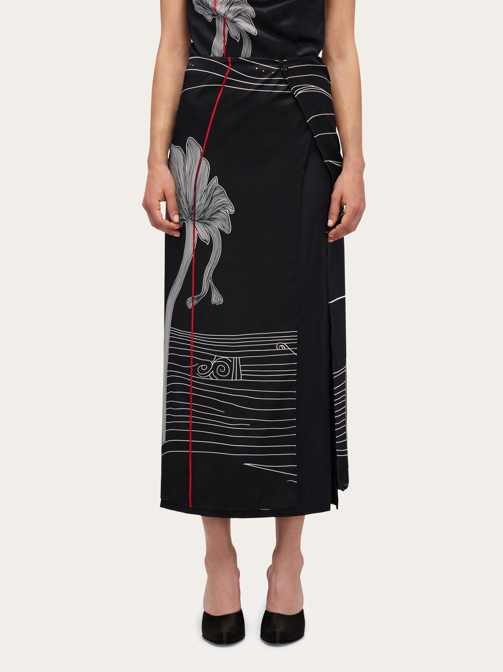 Printed silk longline skirt - 2