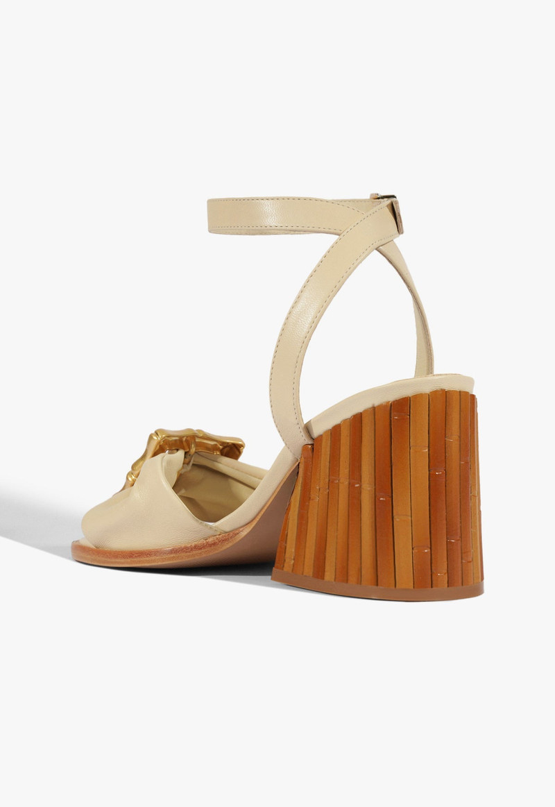 Enola Bamboo Mid Block Leather Sandal 4