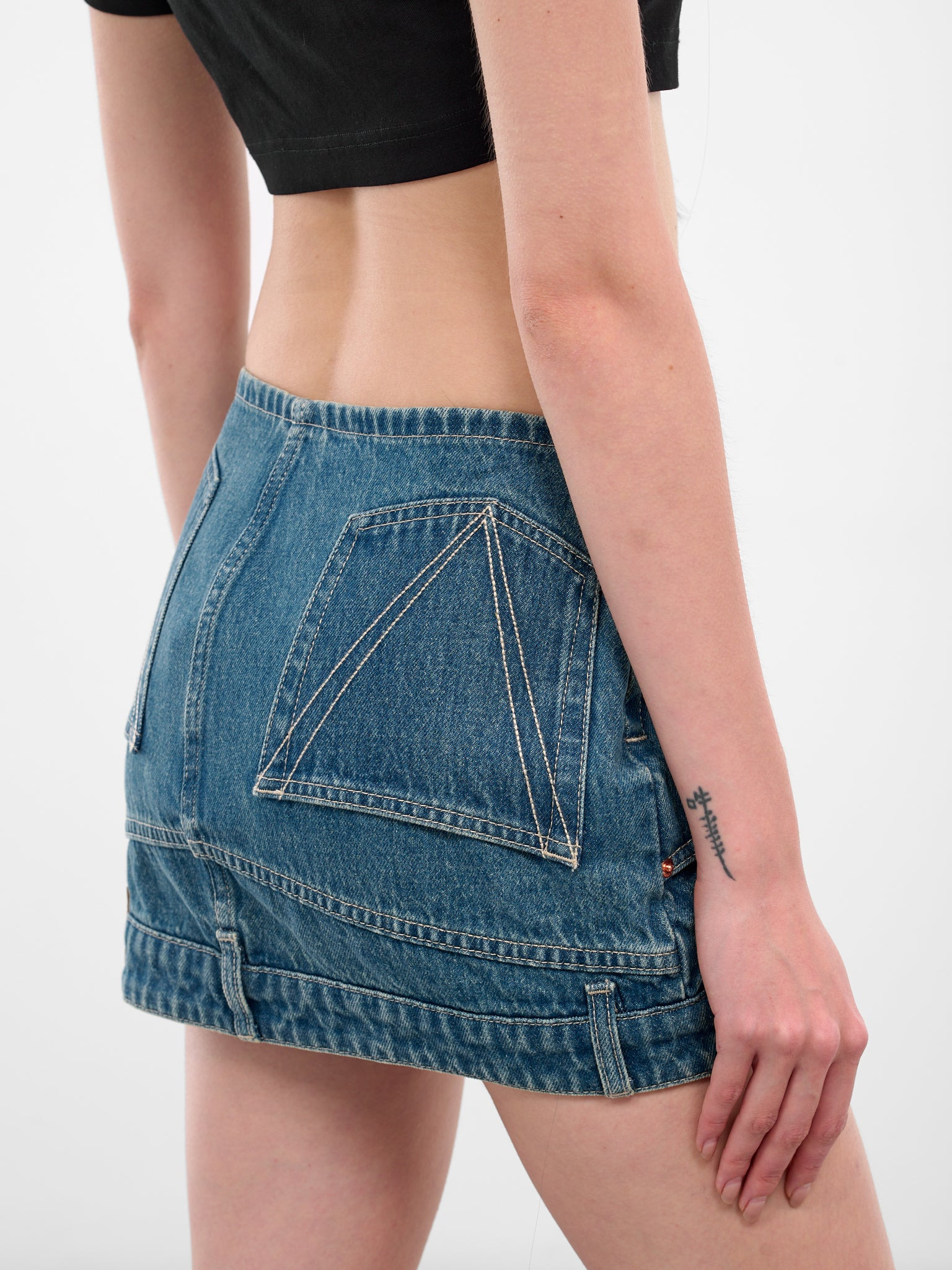 Blue Upside-Down Denim Mini Skirt - 5