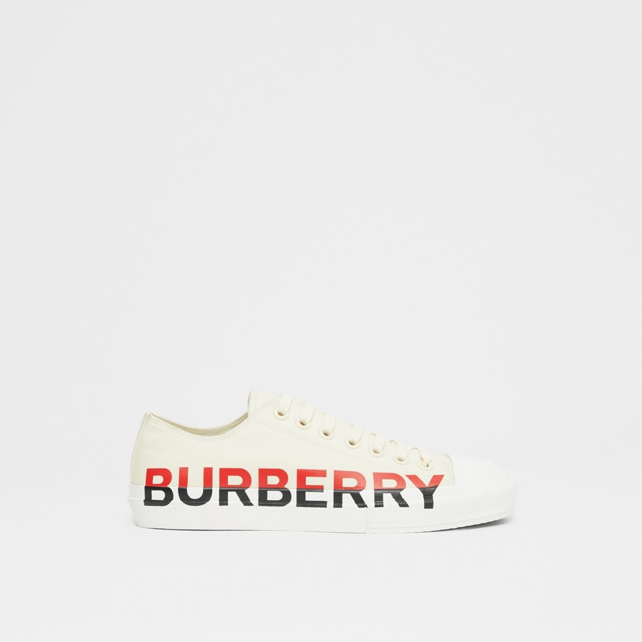 Logo Print Tri-tone Cotton Canvas Sneakers - 1