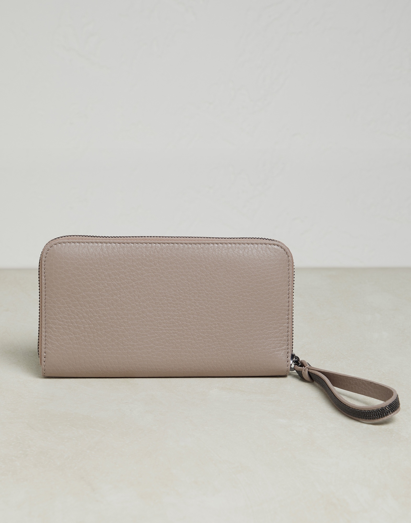Texture calfskin wallet with precious zipper pull - 2
