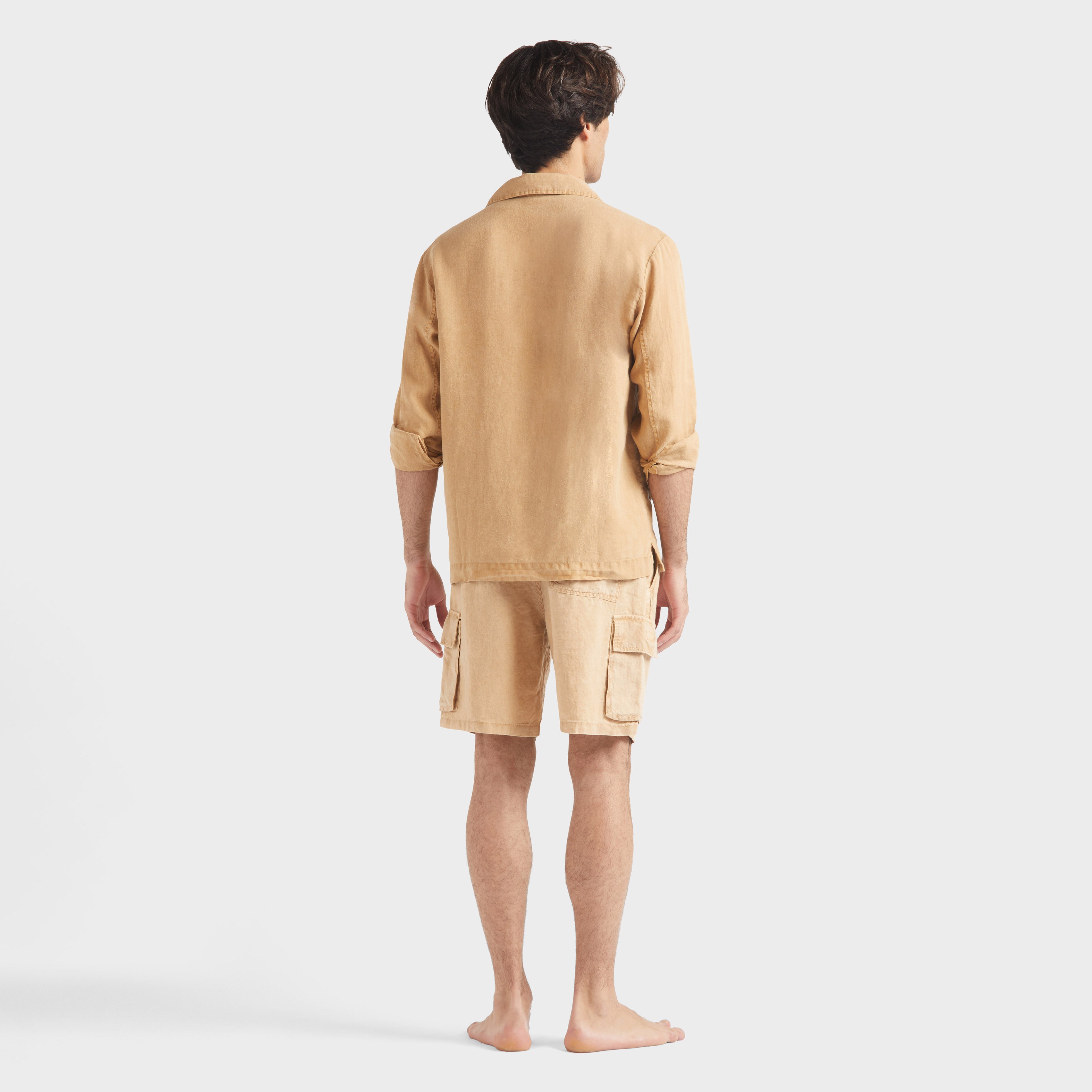 Men Linen Overshirt Mineral Dye Color - 4