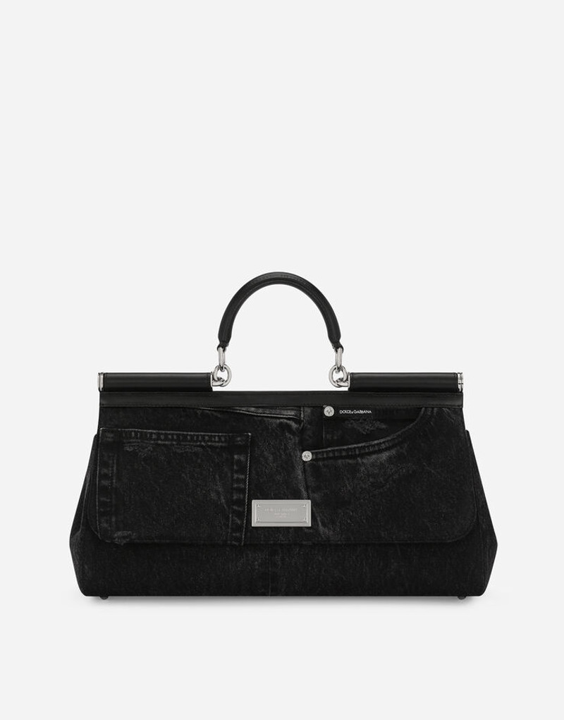 Sicily bag in calfskin and patchwork denim 1
