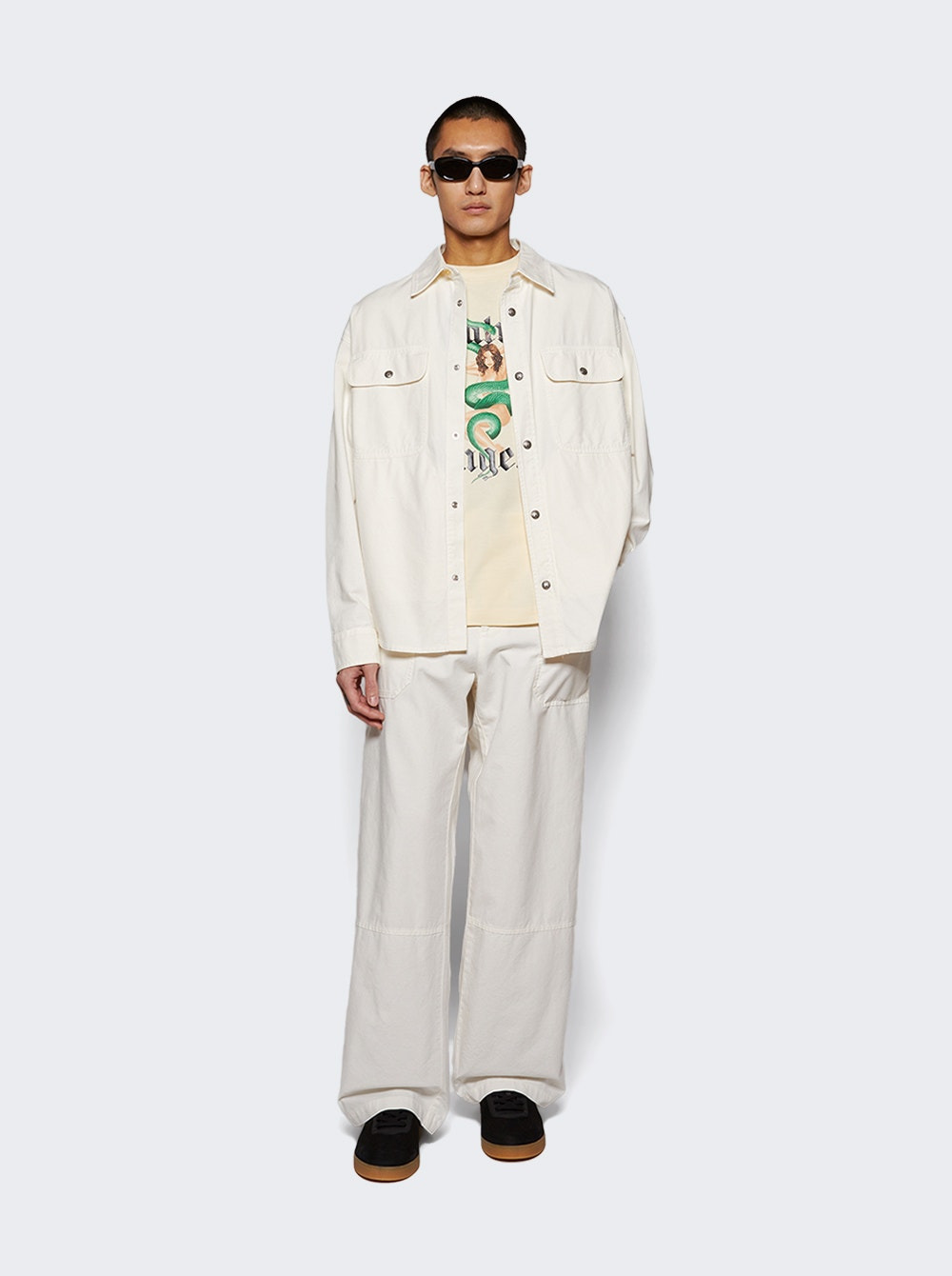 Monogram Embroidery Overshirt Off White - 2