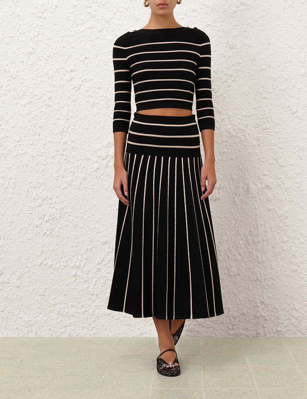 CRUSH STRIPE MIDI SKIRT - 2