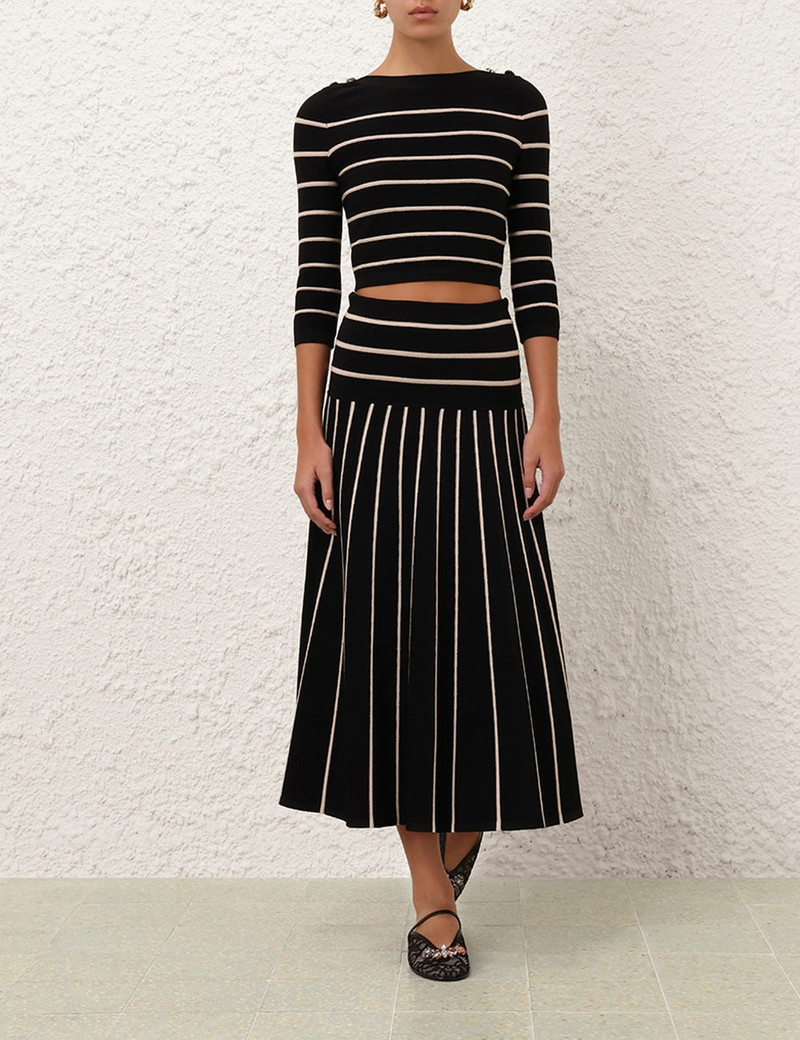 Zimmermann CRUSH STRIPE MIDI SKIRT outlook