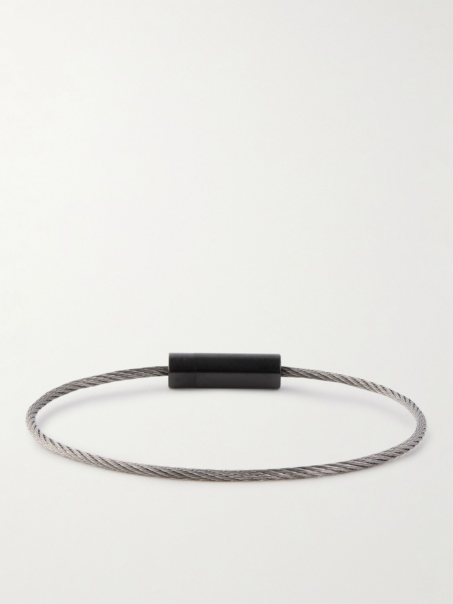 5g Silver-Tone Polished-Ceramic Bracelet Black - 3
