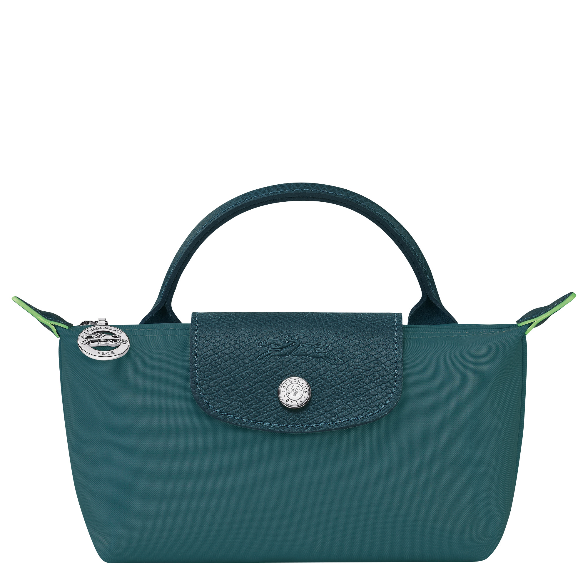 Le Pliage Green Pouch with handle Peacock - Recycled canvas - 1