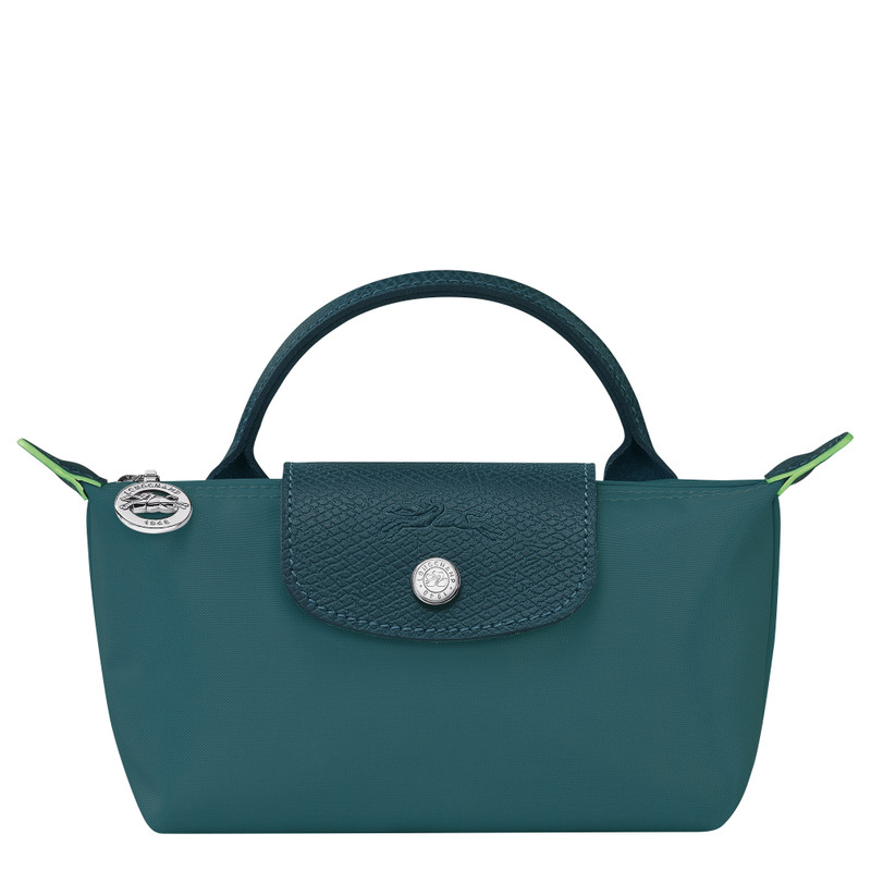 Le Pliage Green Pouch with handle Peacock - Recycled canvas 1