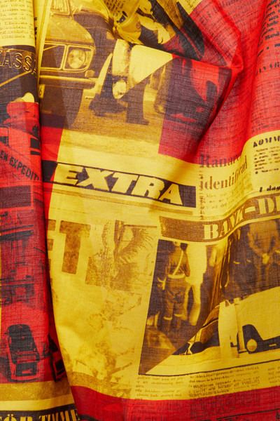 Acne Studios Newspaper-print-scarf﻿ red/yellow outlook