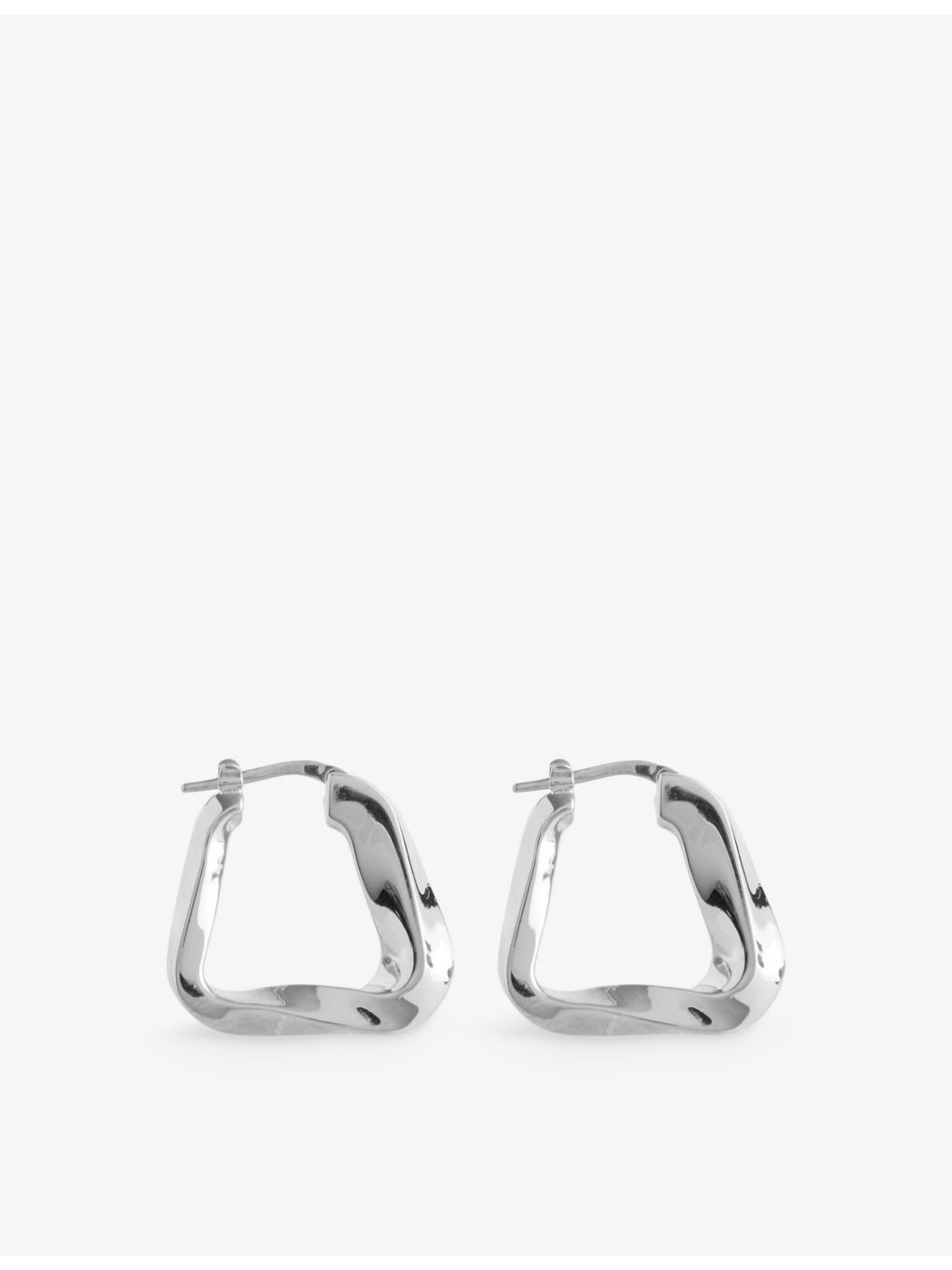 Wave triangle 18ct yellow-gold plated silver hoop earrings - 2