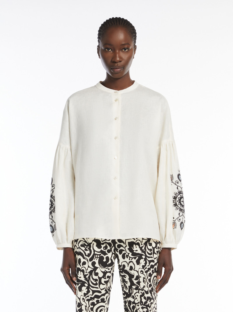 ILEX Linen mandarin collar shirt 3