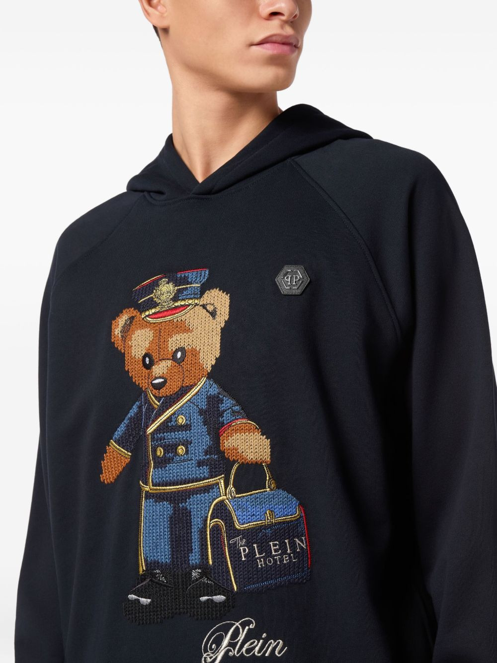 teddy-bear embroidered hoodie - 4